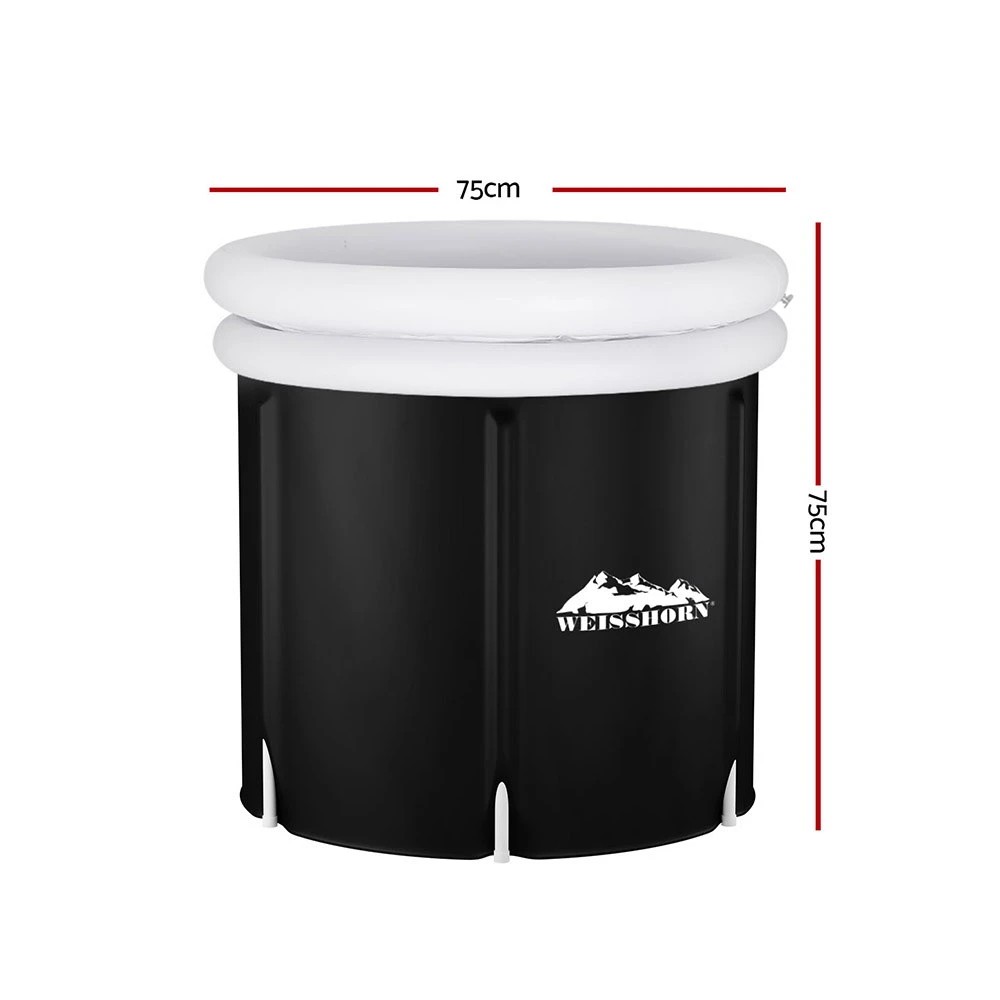 2 Weisshorn Portable Ice Bath Tub 75X75CM Inflatable Folding Bathtub Spa Massage - Black, 2 of 5