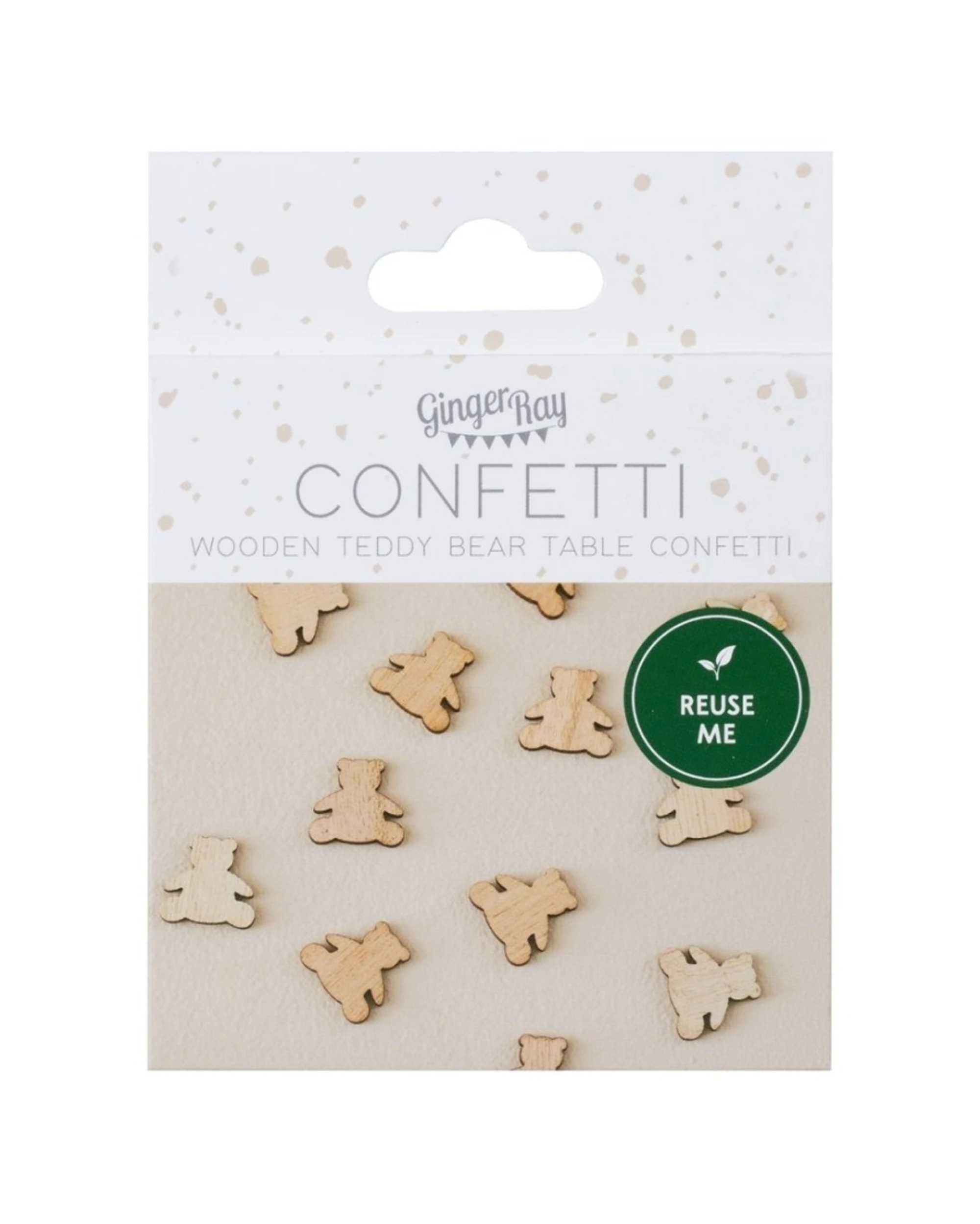 1 Anagram Teddy Bear Wooden Confetti Party Celebration Table Decoration - Natural, 1 of 1