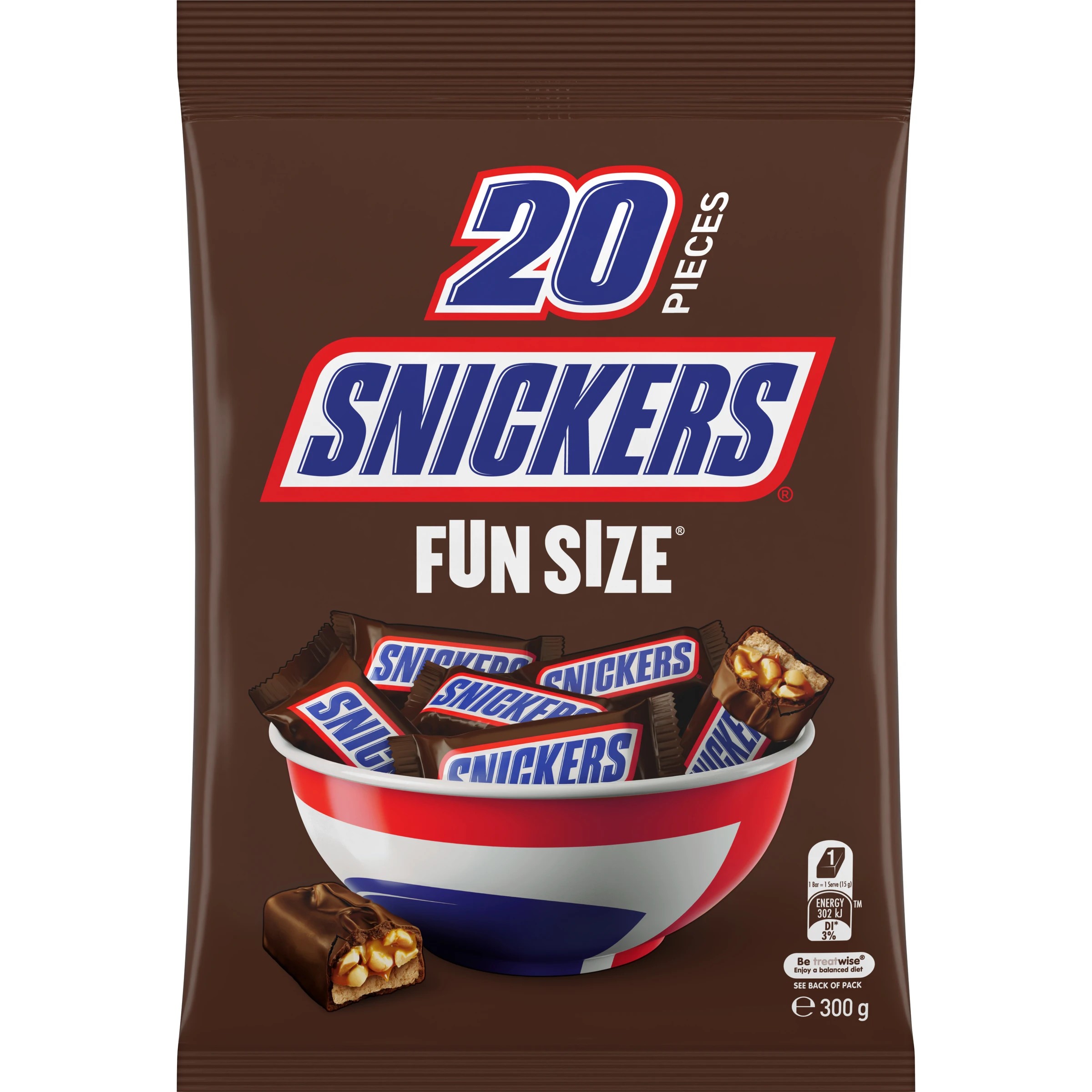 1 20 Piece Snickers Fun Size Snack and Share Bag 300g, 1 of 6