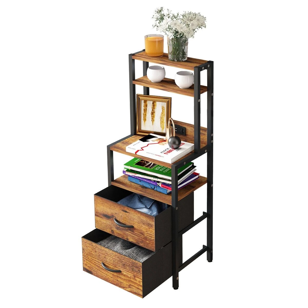 6 LUXSUITE 2 Drawer Beside Table LED Nightstand, 6 of 6
