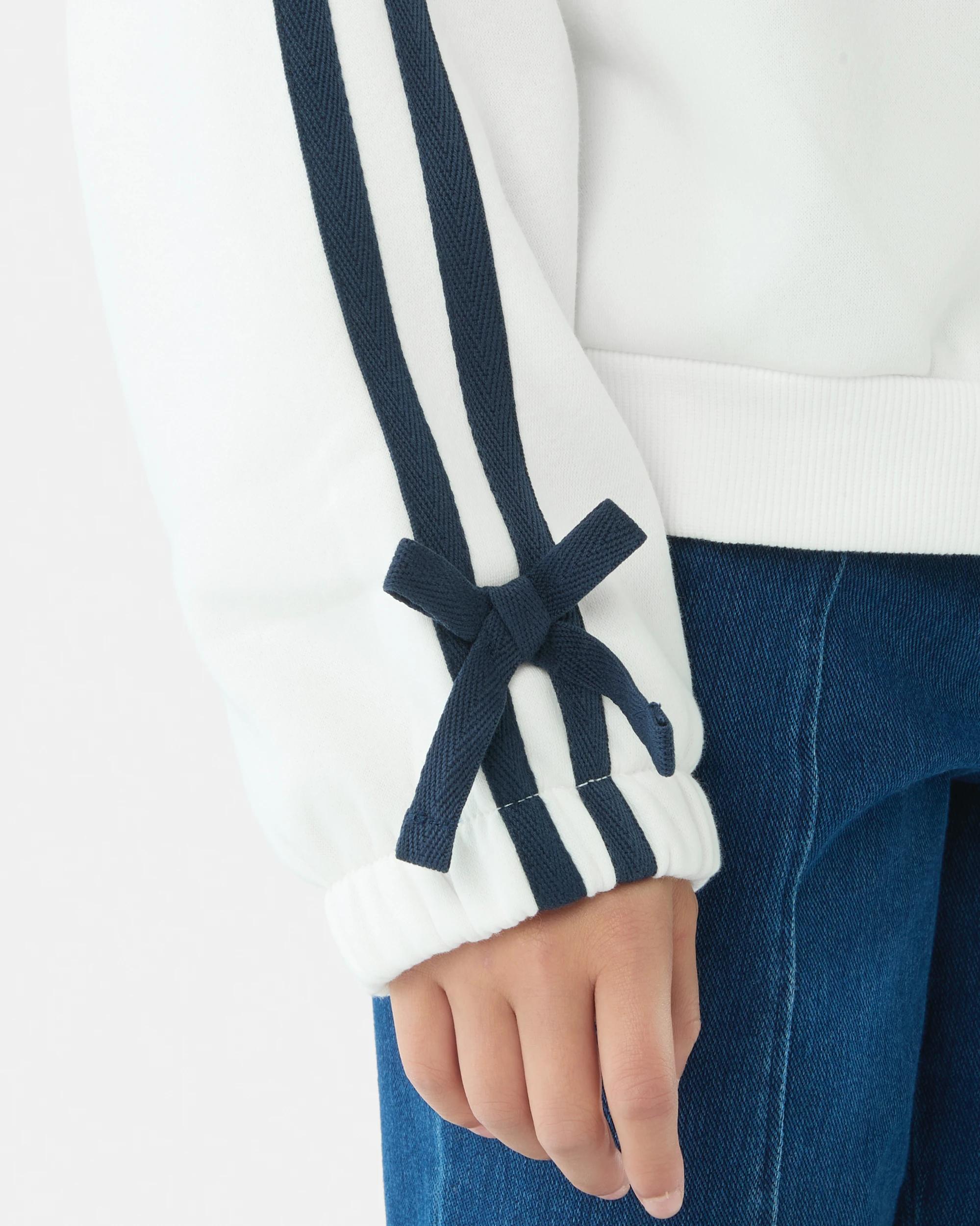 5 Oversized Side Stripe Crew Neck Sweatshirt Wht Heart, 5 of 6