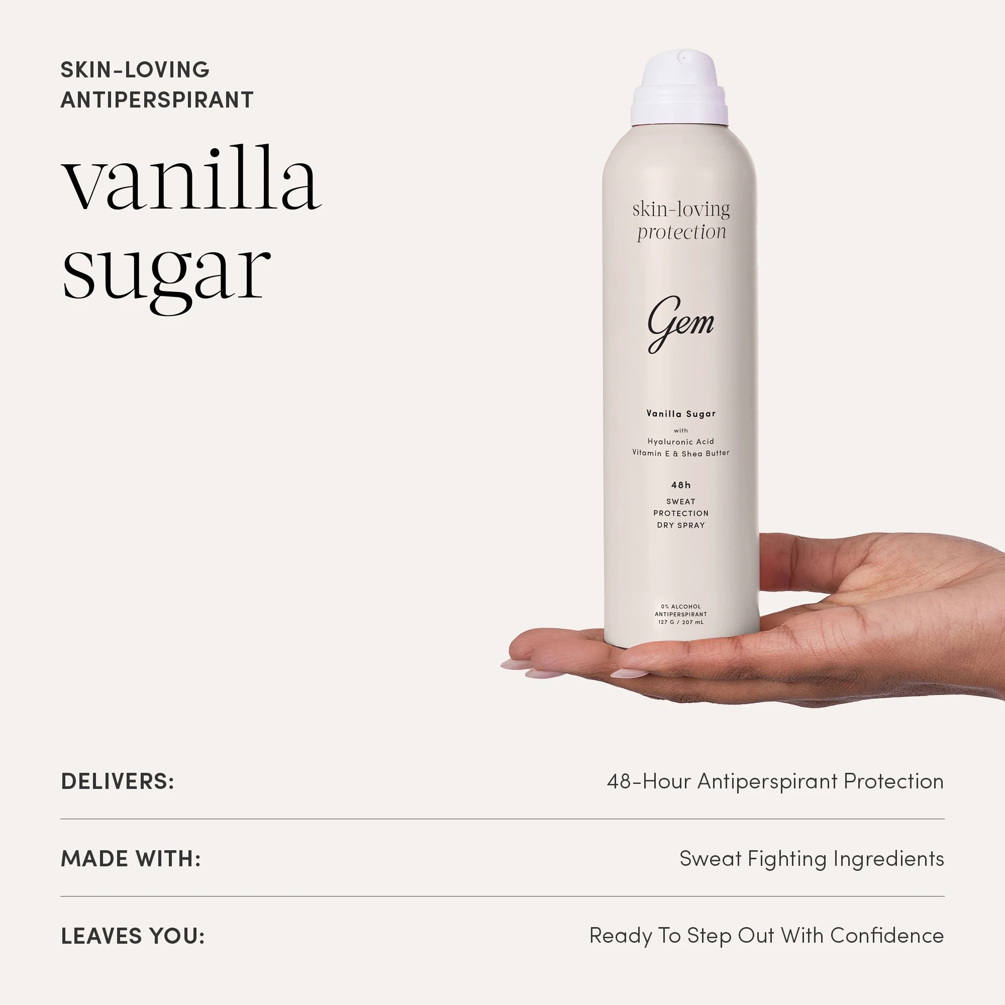 5 Gem Vanilla Sugar Skin-Loving Deodorant 207ml - Hyaluronic Acid, Vitamin E and Shea Butter, 5 of 6
