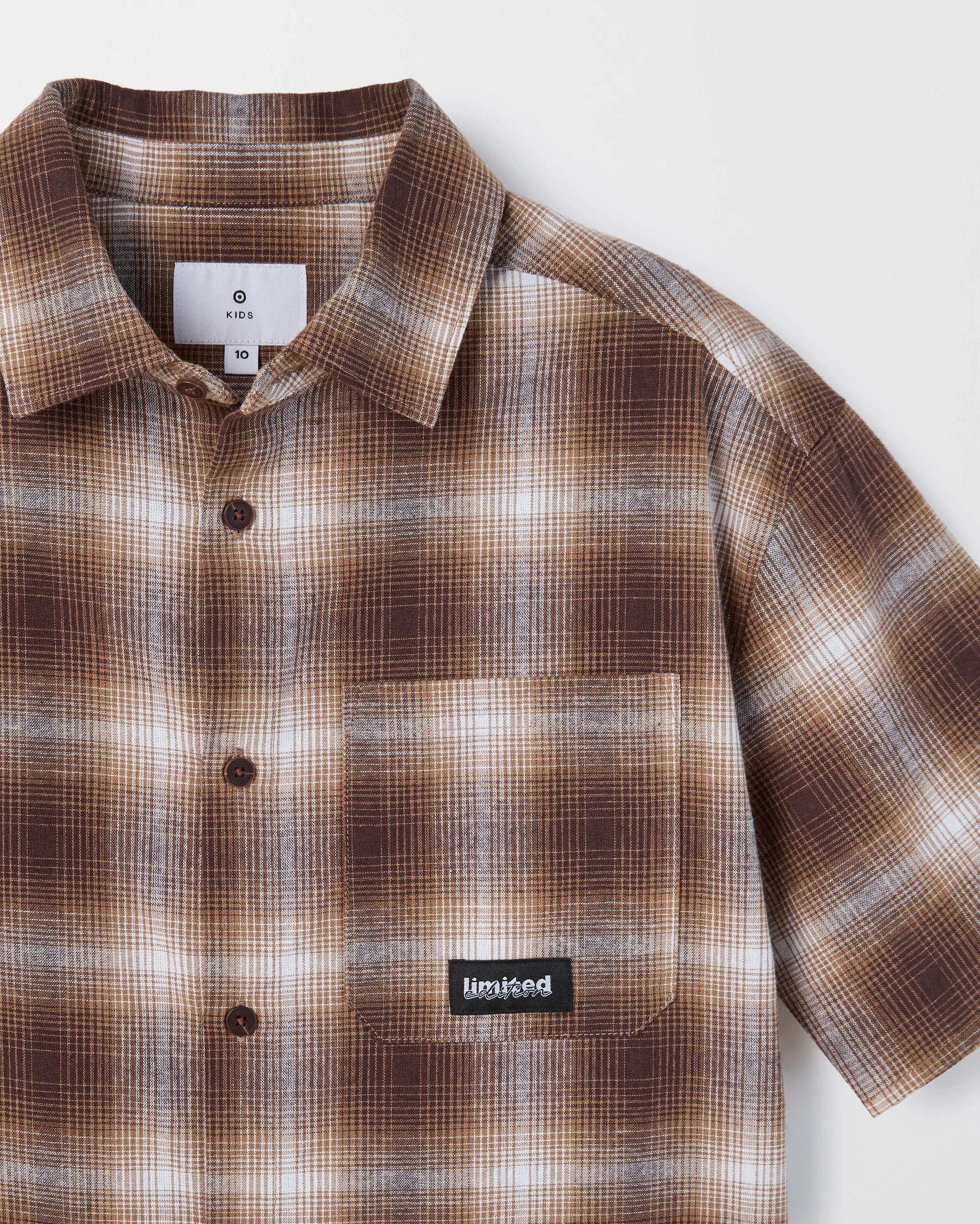 6 Target Kids Australian Cotton Short Sleeve Check Shirt BROWN, 6 of 6