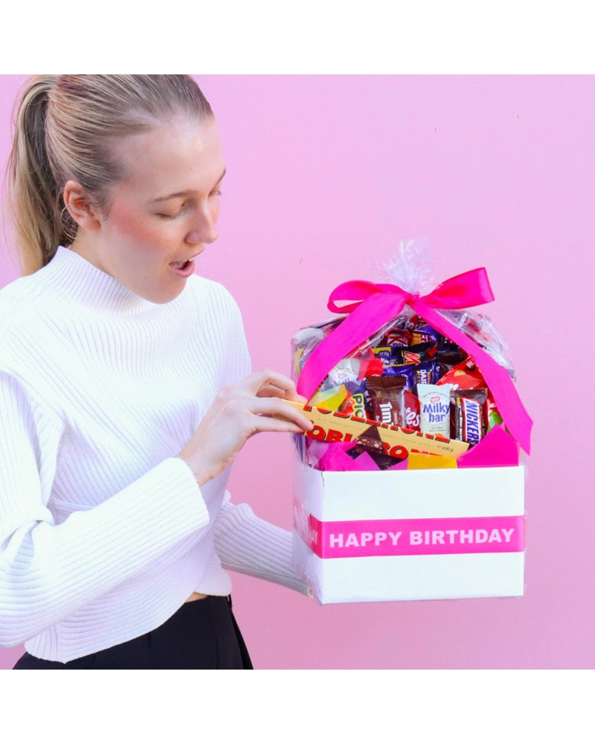 2 Gift Basket Large Happy Birthday Chocolate Bouquet Present Hot - Pink, 2 of 7