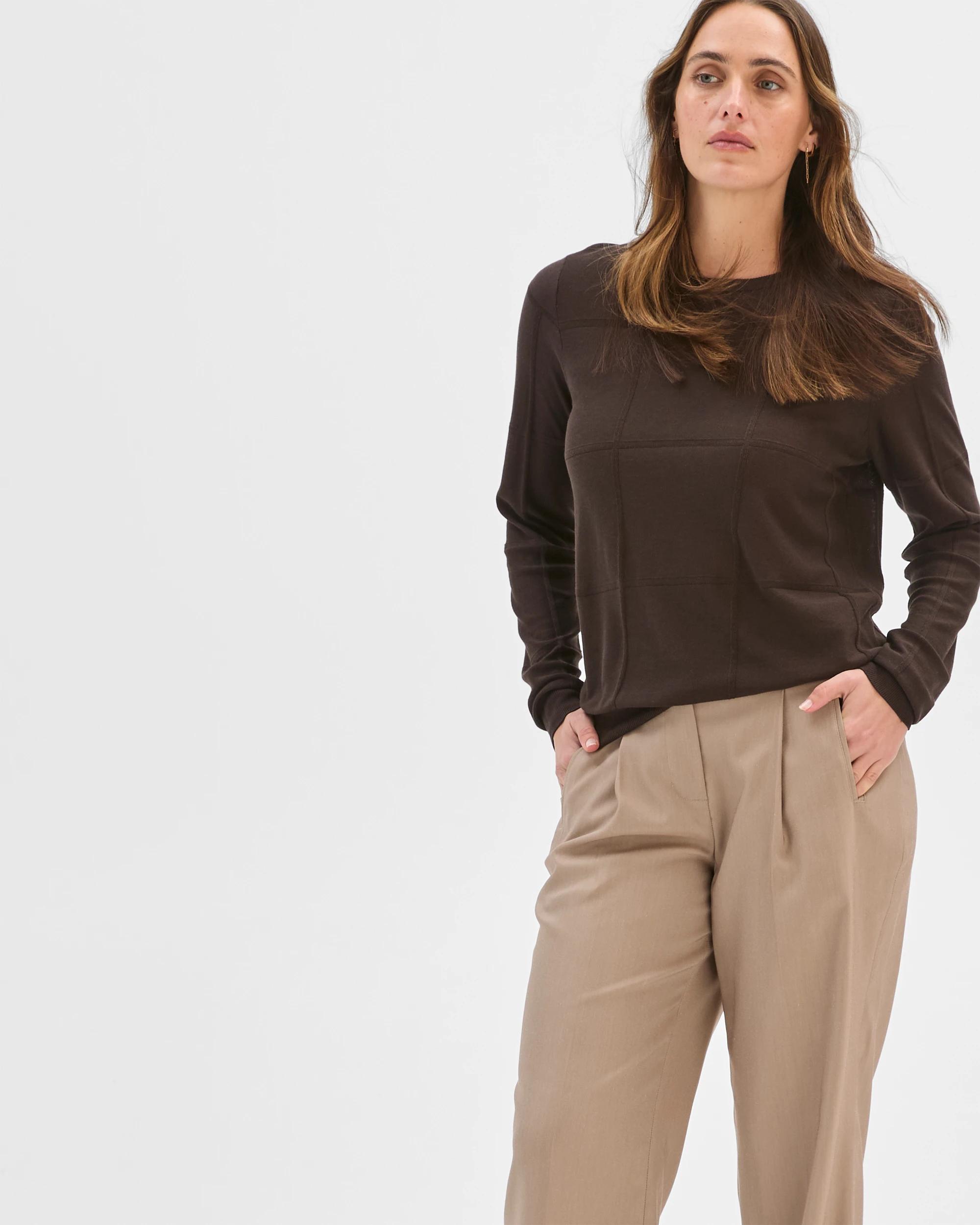 2 Preview Windowpane Knit Jumper COFFEE BEAN, 2 of 7