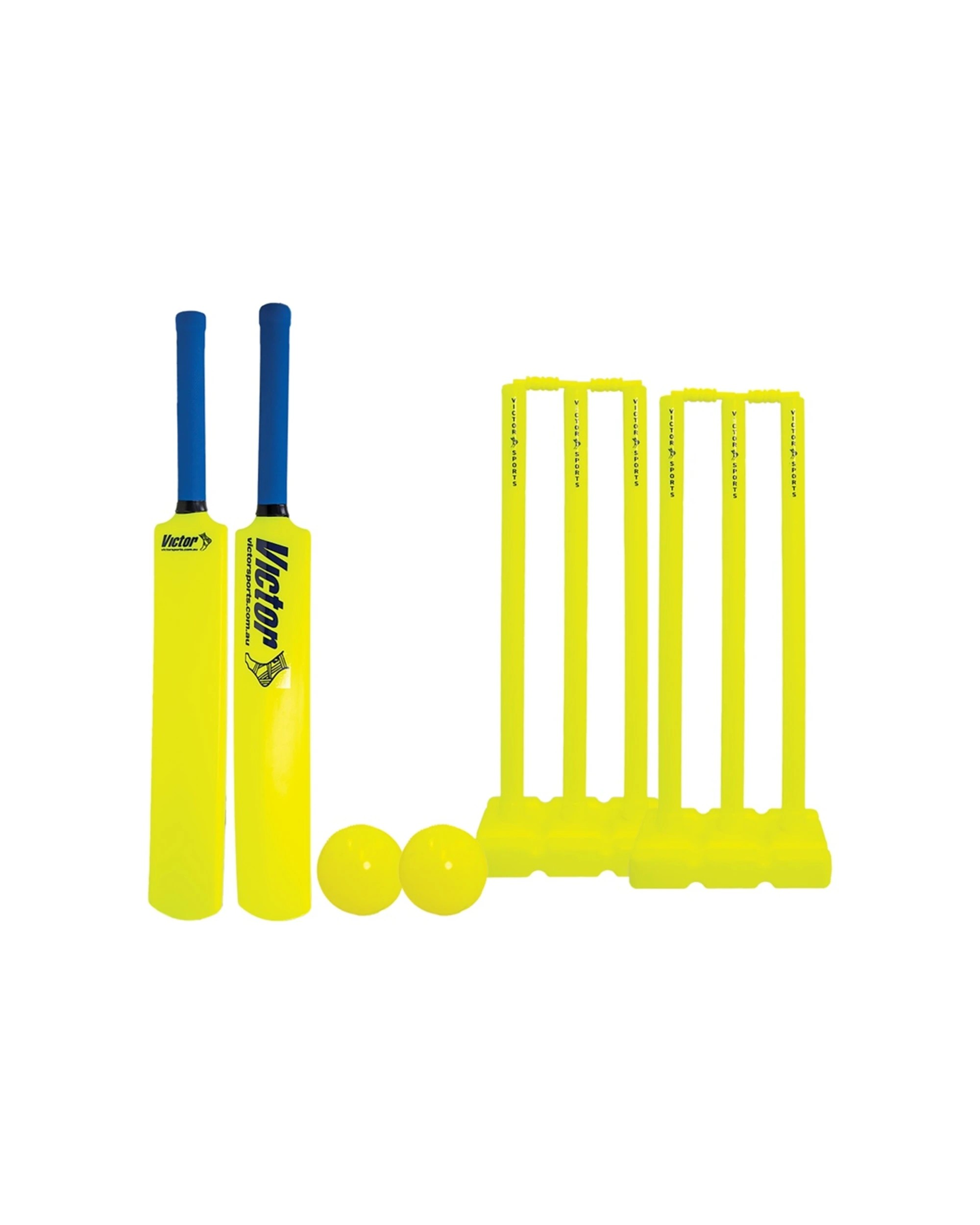 1 Victor Cricket Plastic Set With Carry Bag Bats Balls Stumps Size 6 - Yellow, 1 of 3
