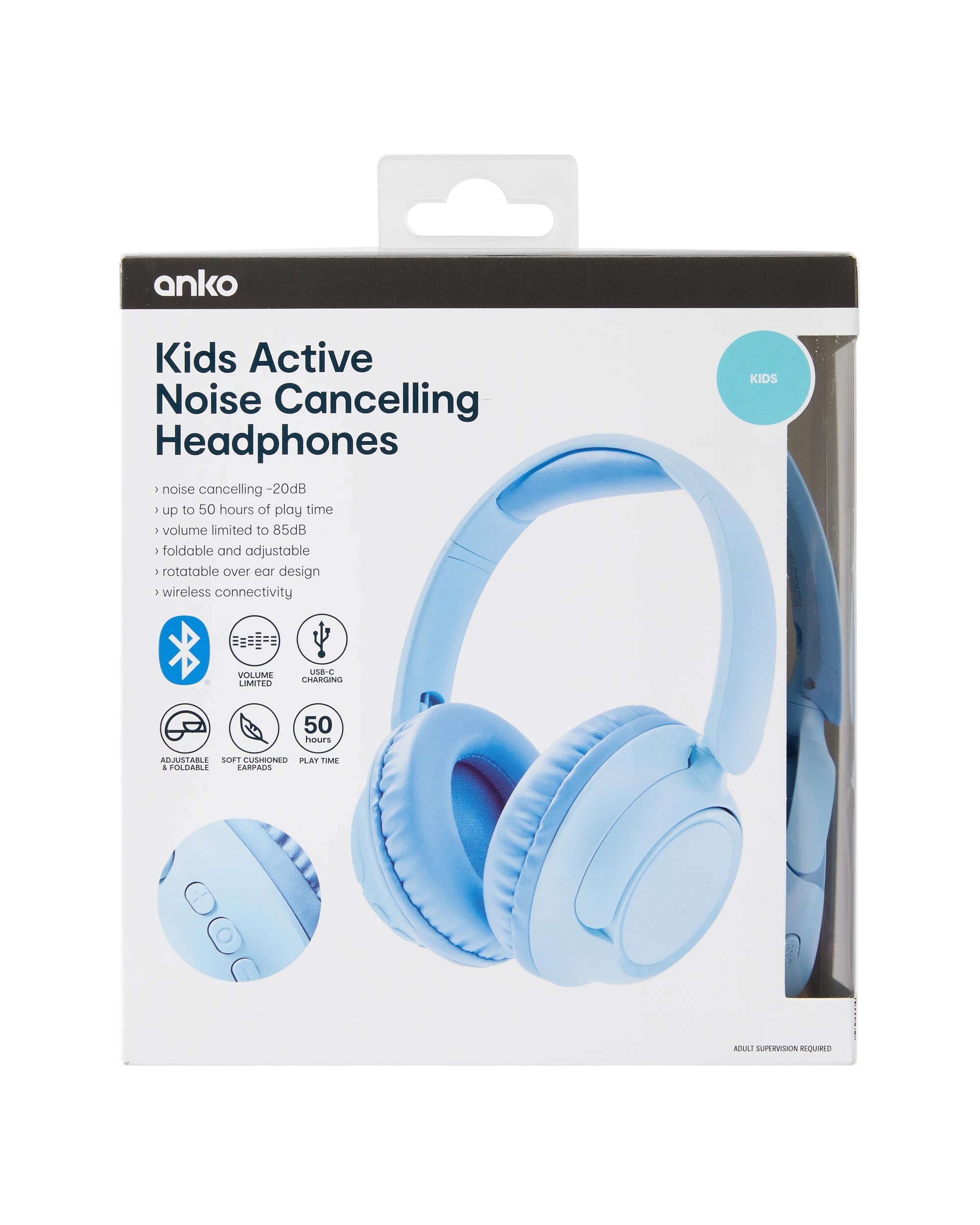 7 Kids Active Noise Cancelling Headphones - Blue, 7 of 7