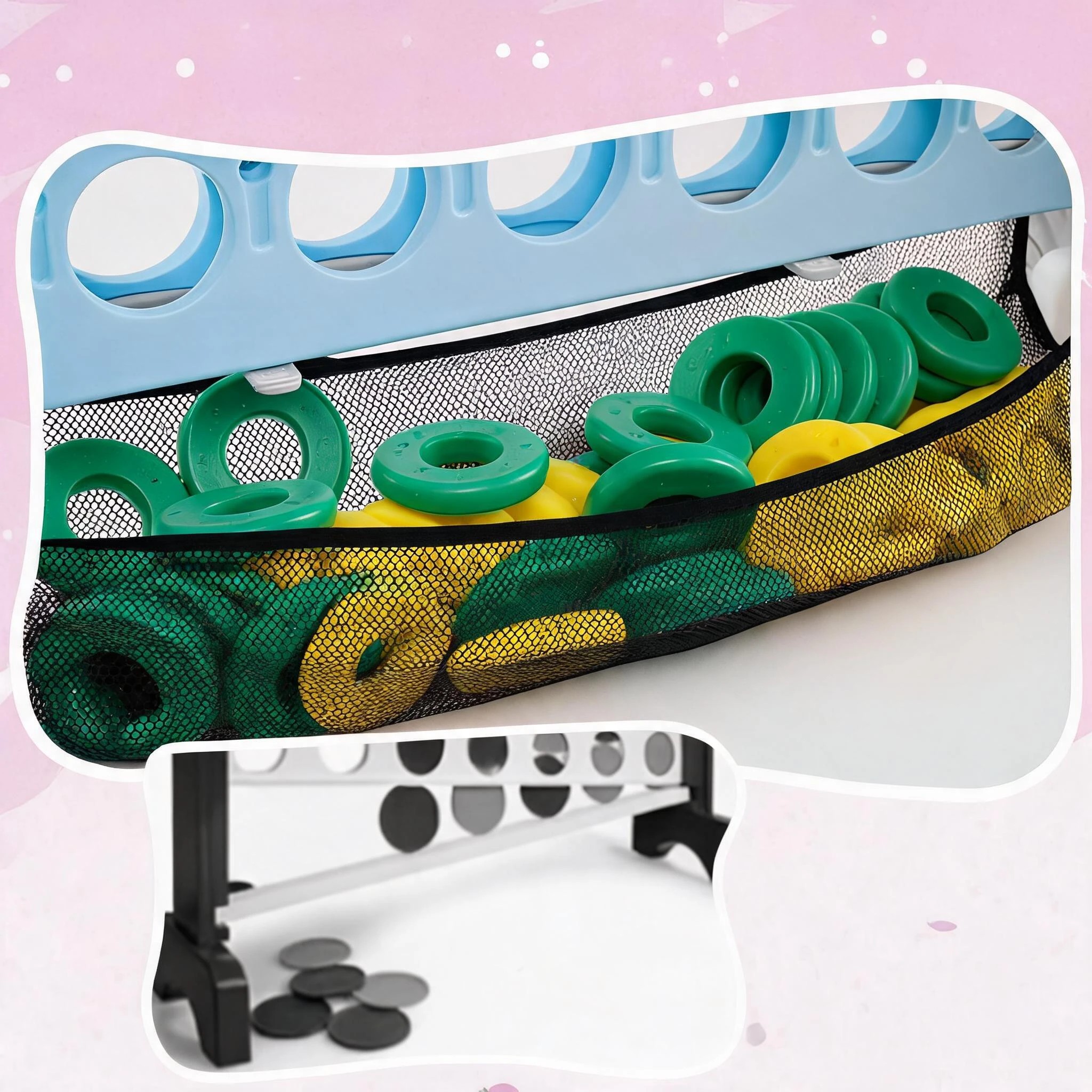5 Costway Giant Connect 4 in a Row Game Set Adjustable Jumbo 4-to-Score - Pink, 5 of 8