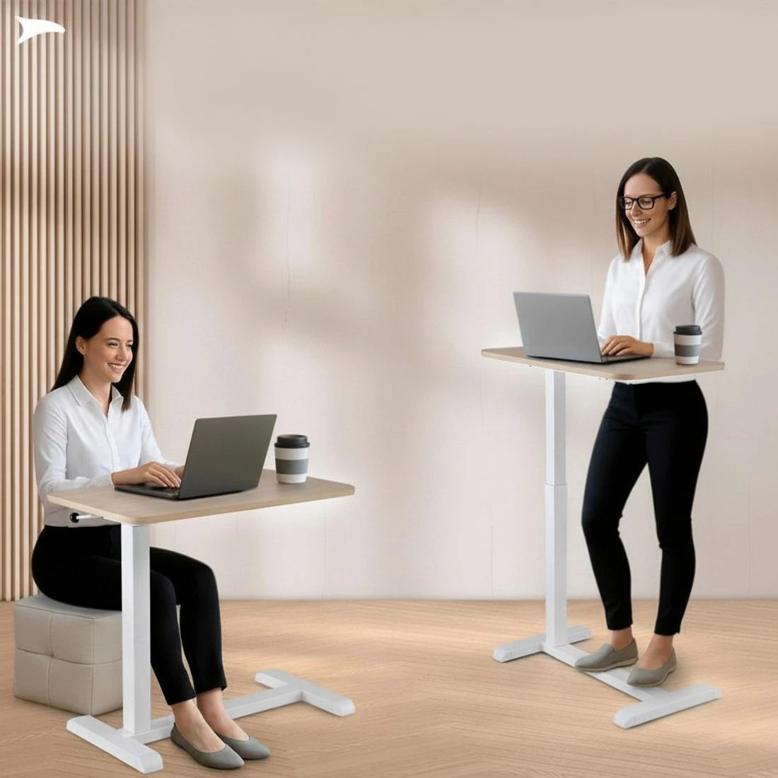 6 Artiss Laptop Desk Height Adjustable Mobile Workstation Computer Desks 70CM - Brown, 6 of 7