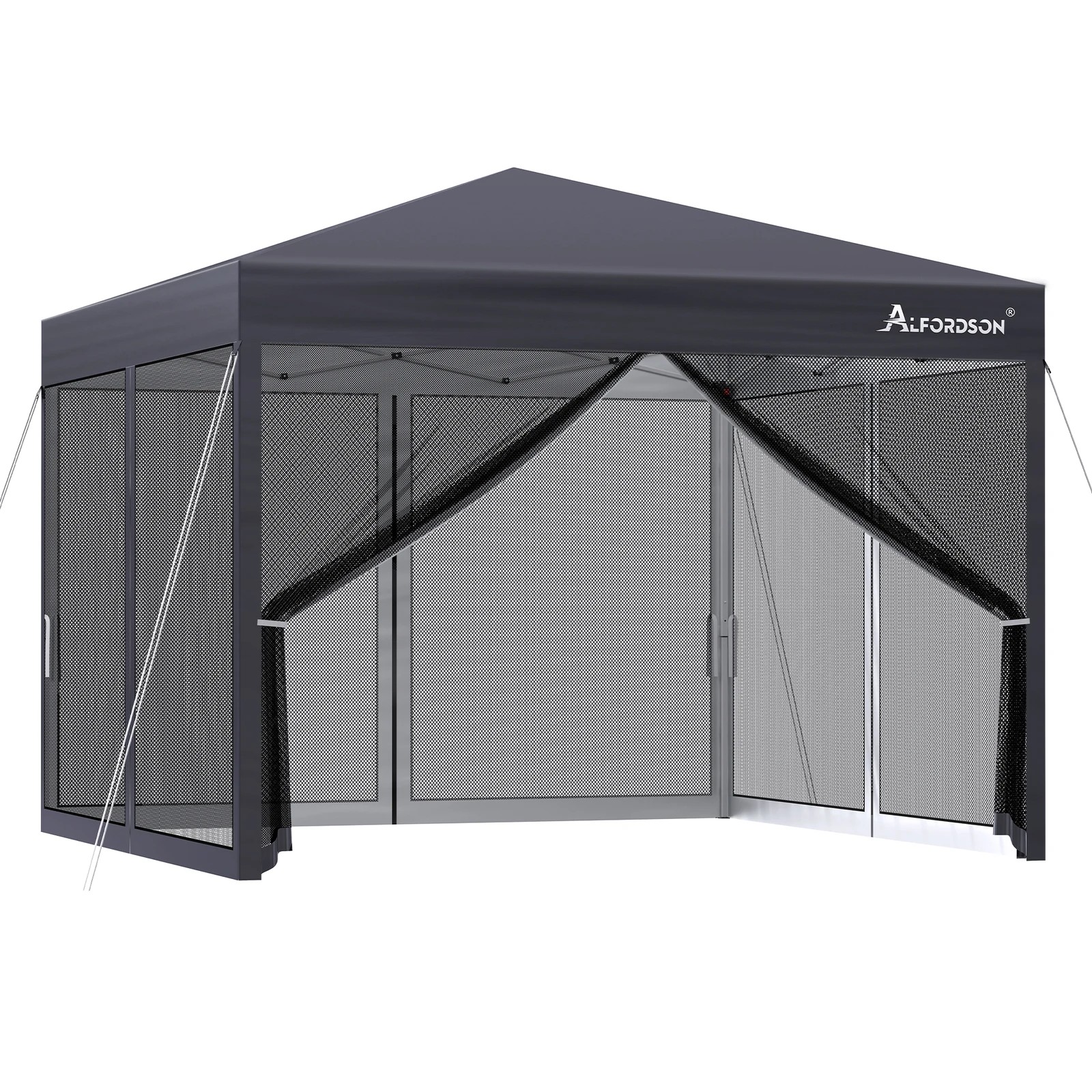 1 Alfordson Pop Up Marquee Outdoor Tent Mesh Wall 3x3m Gazebo - Grey, 1 of 10