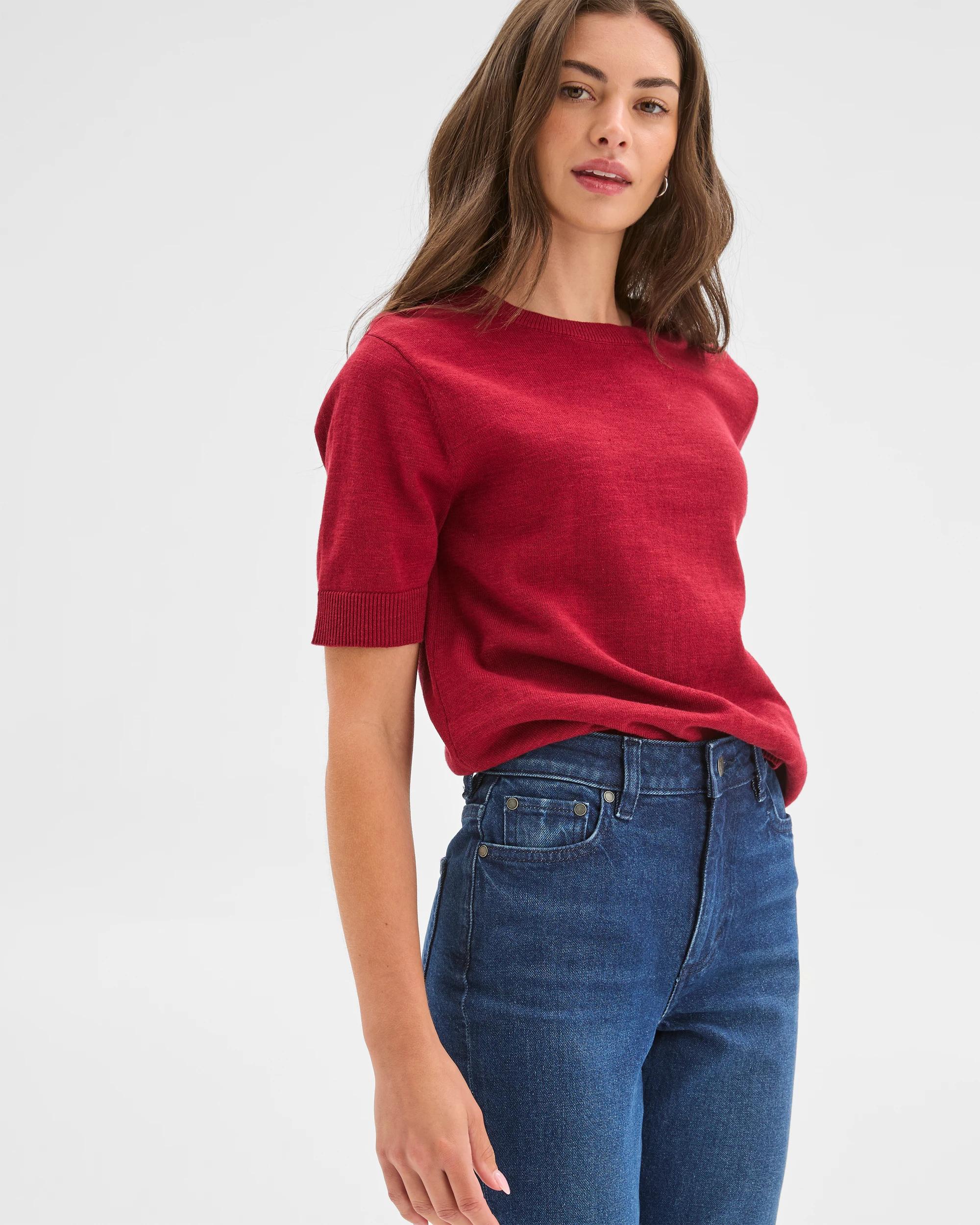 2 Target Petites Australian Cotton Blend Knit T-Shirt RHUBARB, 2 of 5