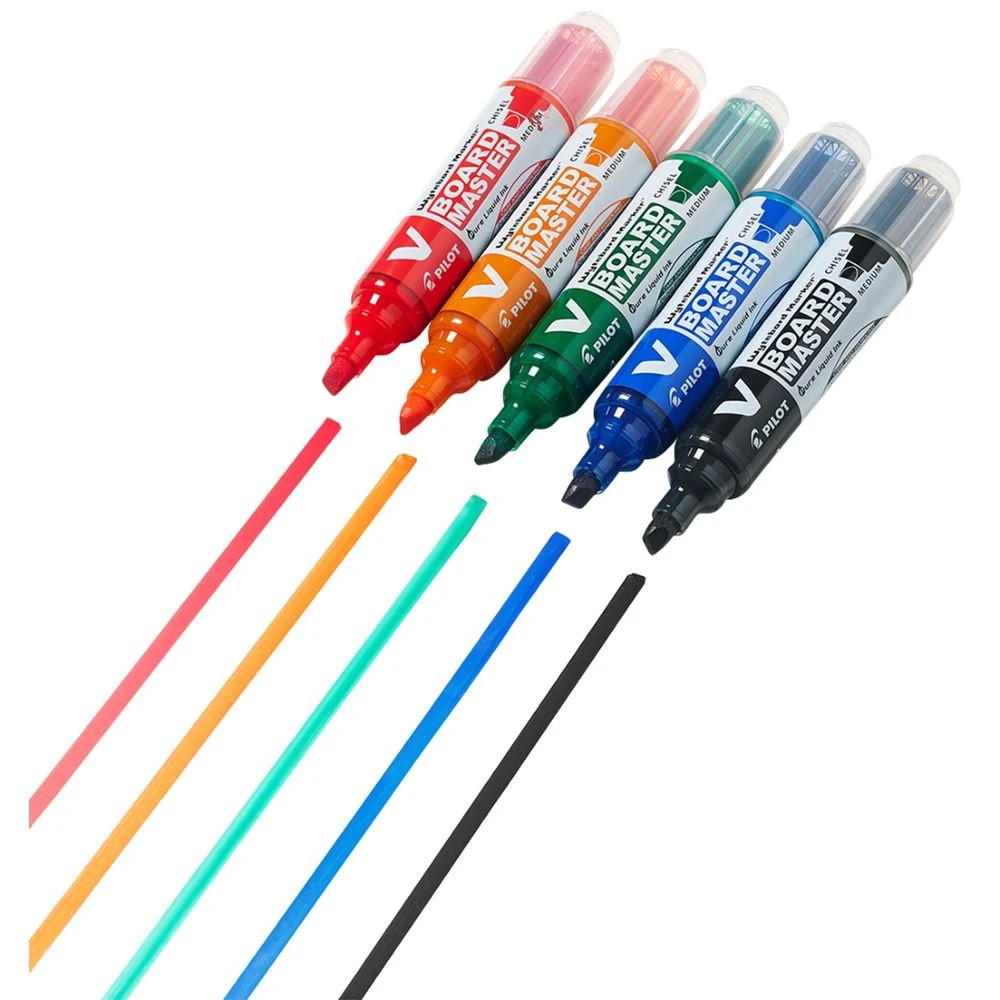 6 PILOT V Board Whiteboard Marker Chisel Black 4 Pack + Refill, 6 of 8