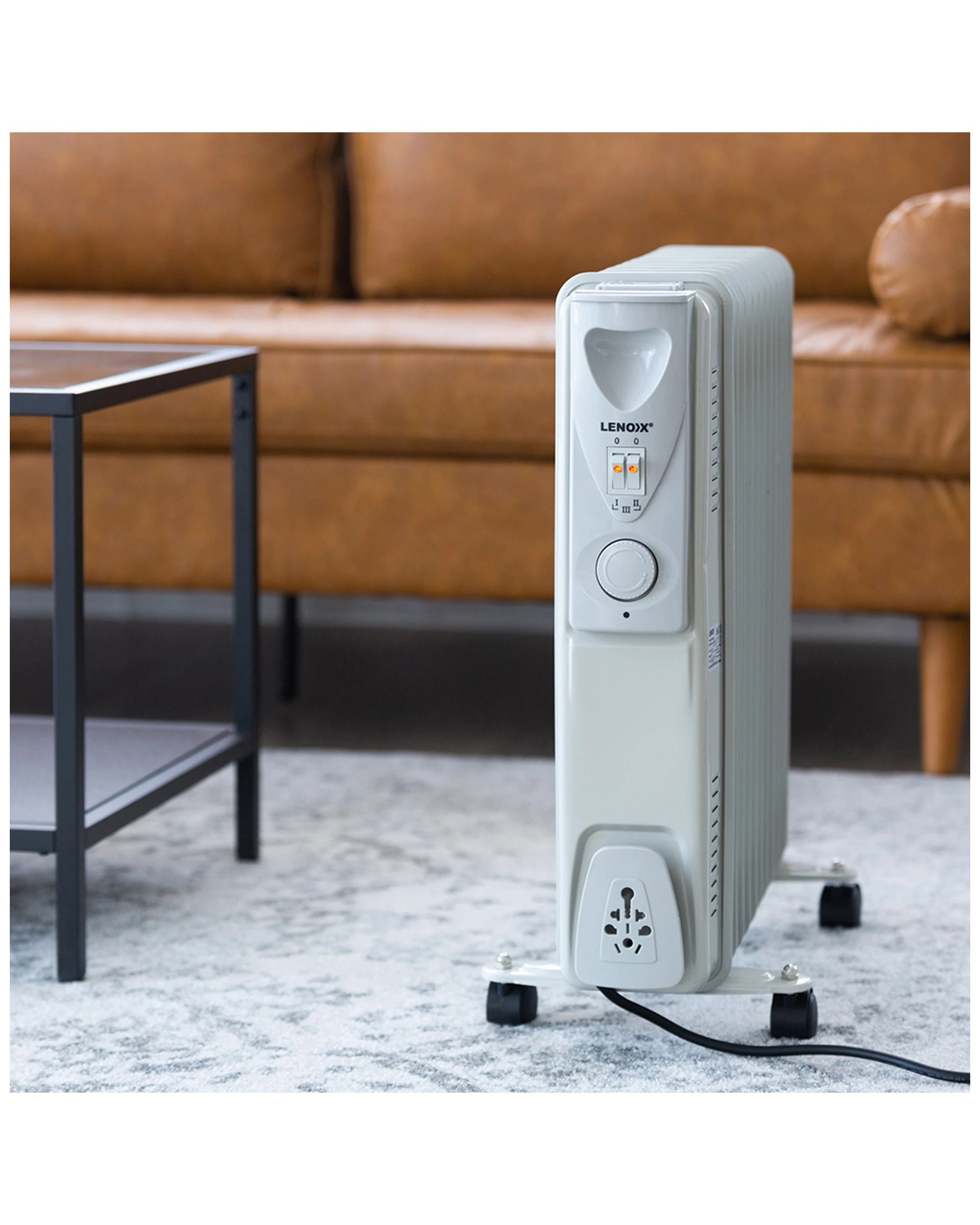 2 Lenoxx 2400w Electric Convection/radiant 11 Fin Oil Column Heater W/castors - White, 2 of 6