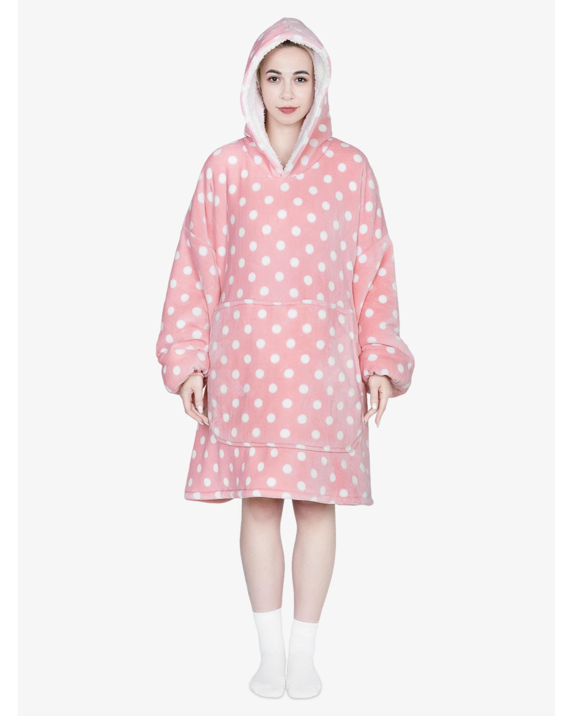 1 Advwin Winter Wearable Blanket Hoodie Adult Bear PINK POINT, 1 of 5