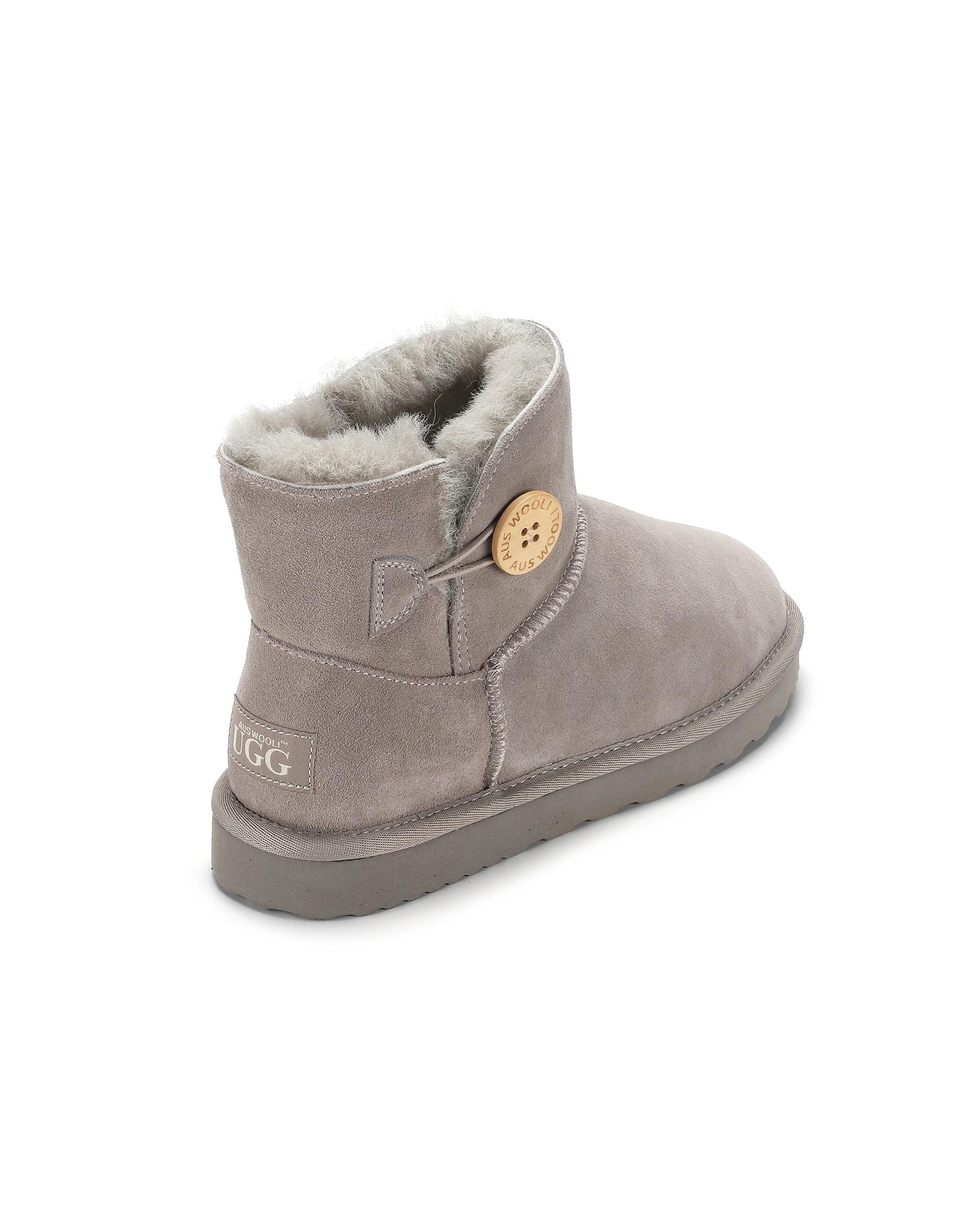 5 AUS WOOLI UGG Chic Short Sheepskin Button Boots LIGHTGREY, 5 of 7