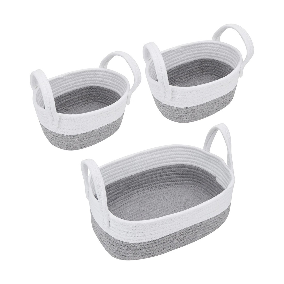 2 3 Pack Nestled Storage Baskets - White and Grey, 2 of 4