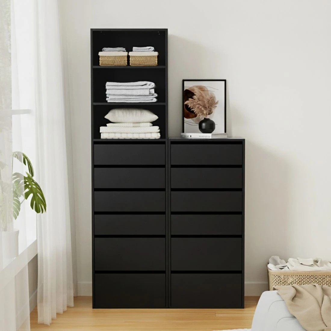5 Artiss 6 Chest of Drawers Tallboy Cabinet - Black, 5 of 6