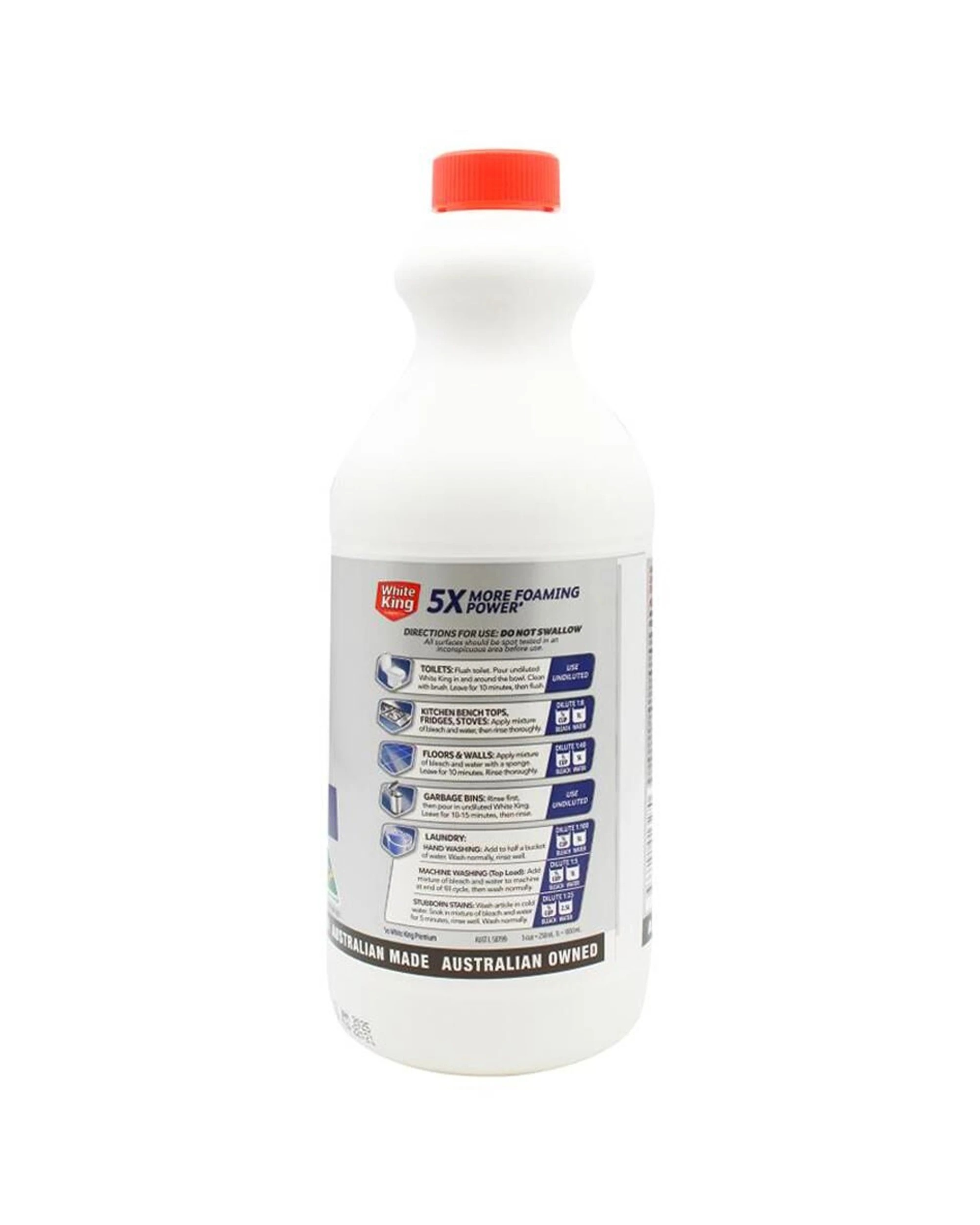 3 White King 12PK Detergent Bleach Home Cleaning Liquid 1.25L - White, 3 of 4