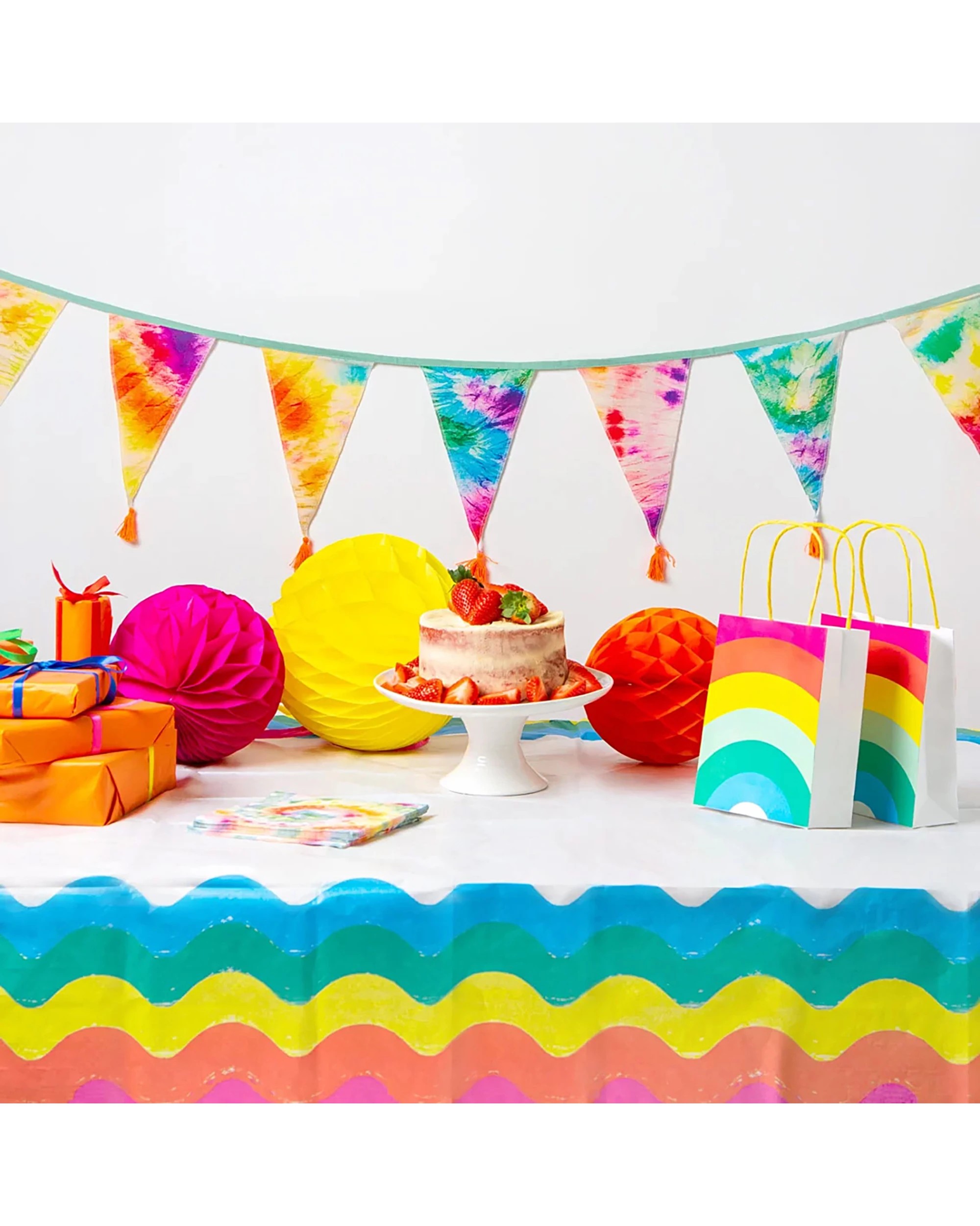 2 Talking Tables Rainbow Retro Paper Tablecloth - Multi, 2 of 5