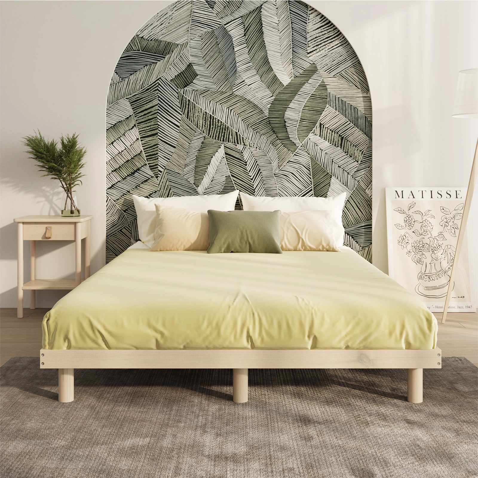 3 Oikiture Bed Frame King Single Wooden Bed Base Platform Solid Wood Slats - Natural, 3 of 9