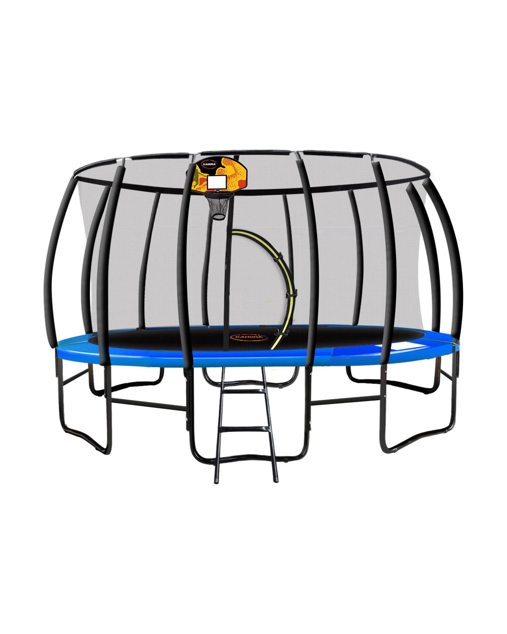 1 Kahuna 14ft Trampoline with Basketball Set in Blue, 1 of 4