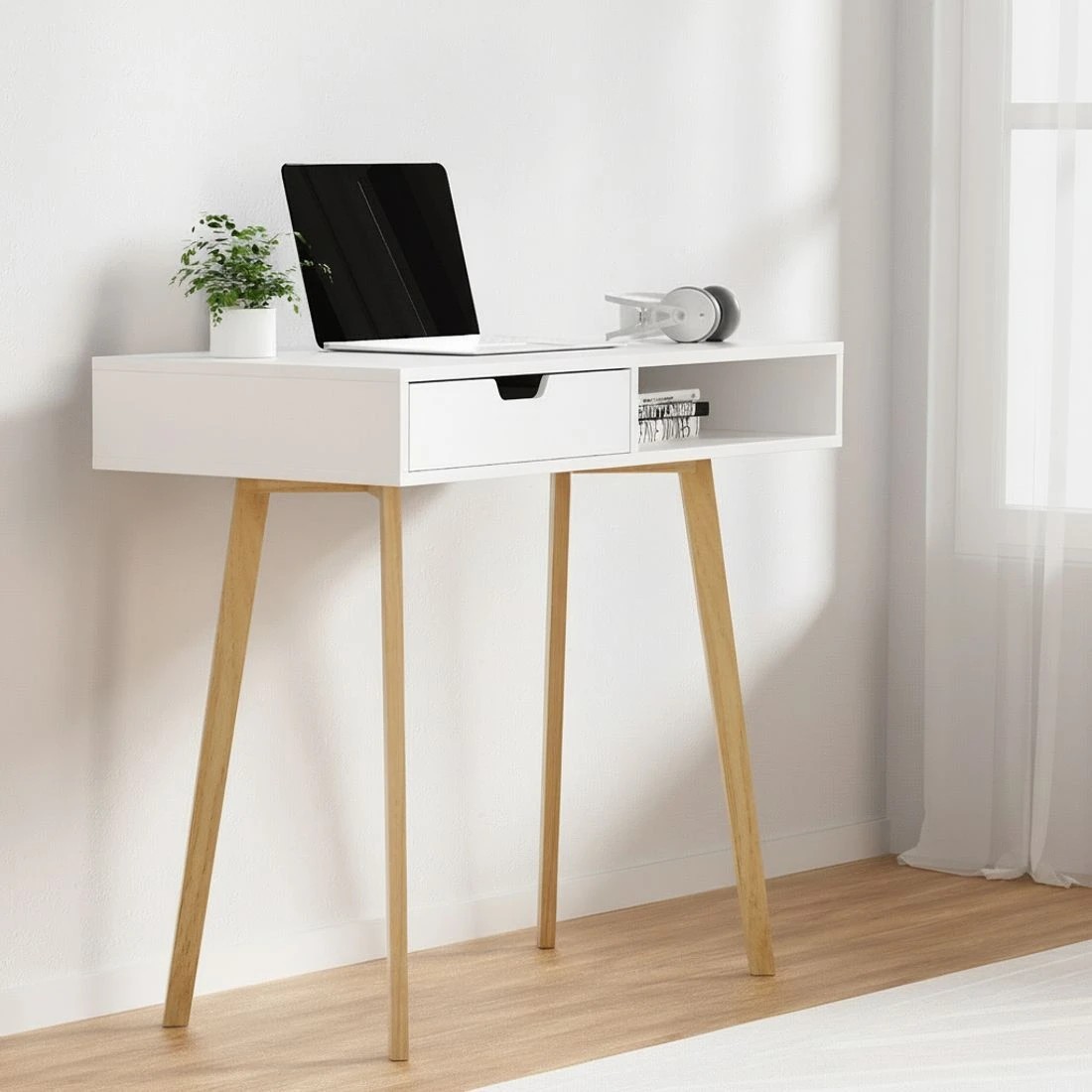 5 Artiss Computer Desk Drawer Cabinet Shelf  90CM - White, 5 of 6