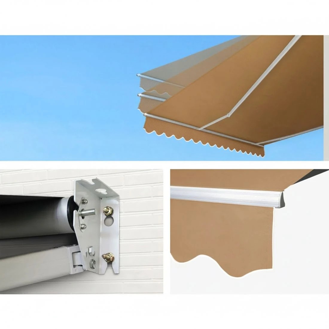 5 Instahut Retractable Folding Arm Awning Manual Sunshade 4Mx3M - Beige, 5 of 6