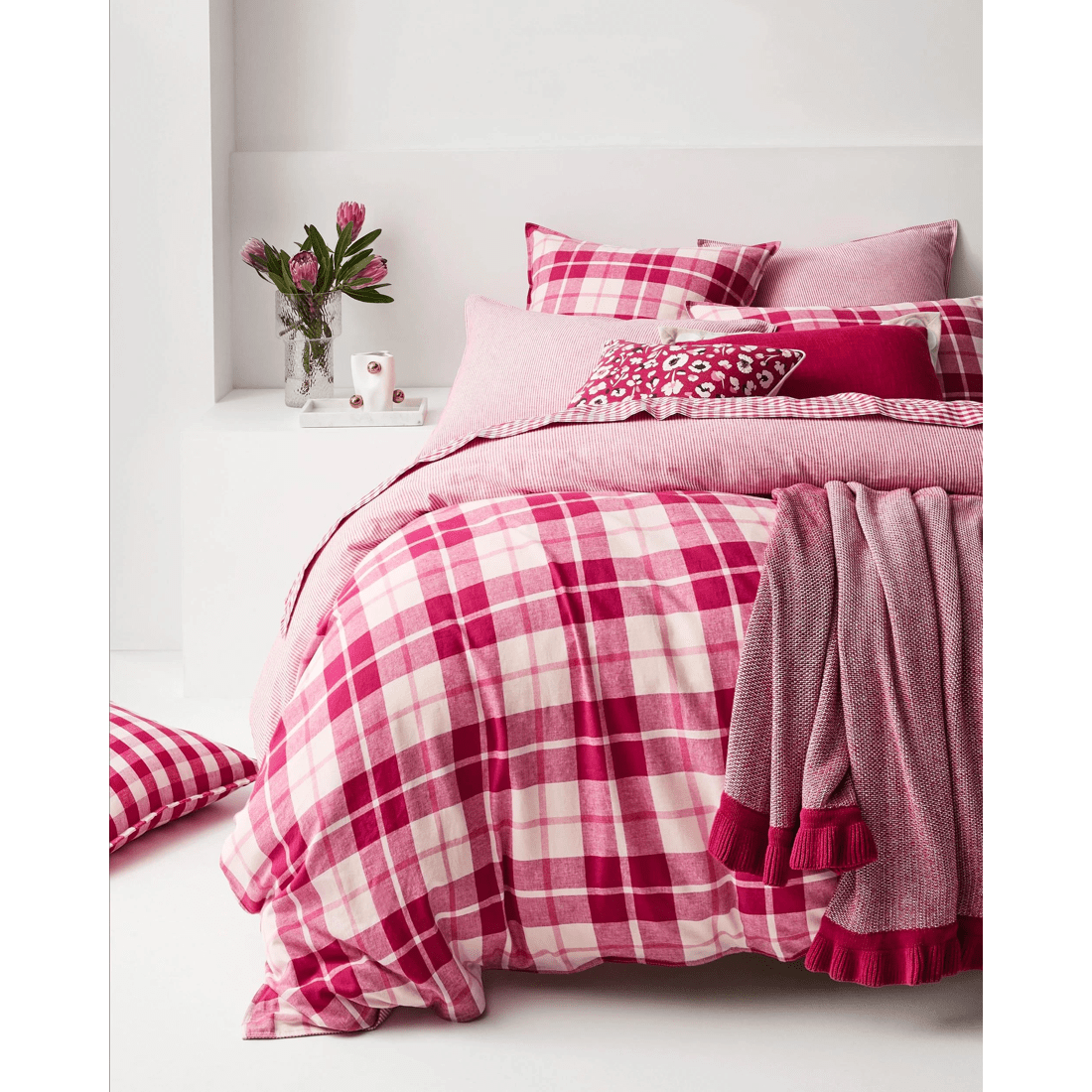 7 Target Ashlee Check Linen/Cotton Quilt Cover Set - Pink, 7 of 9