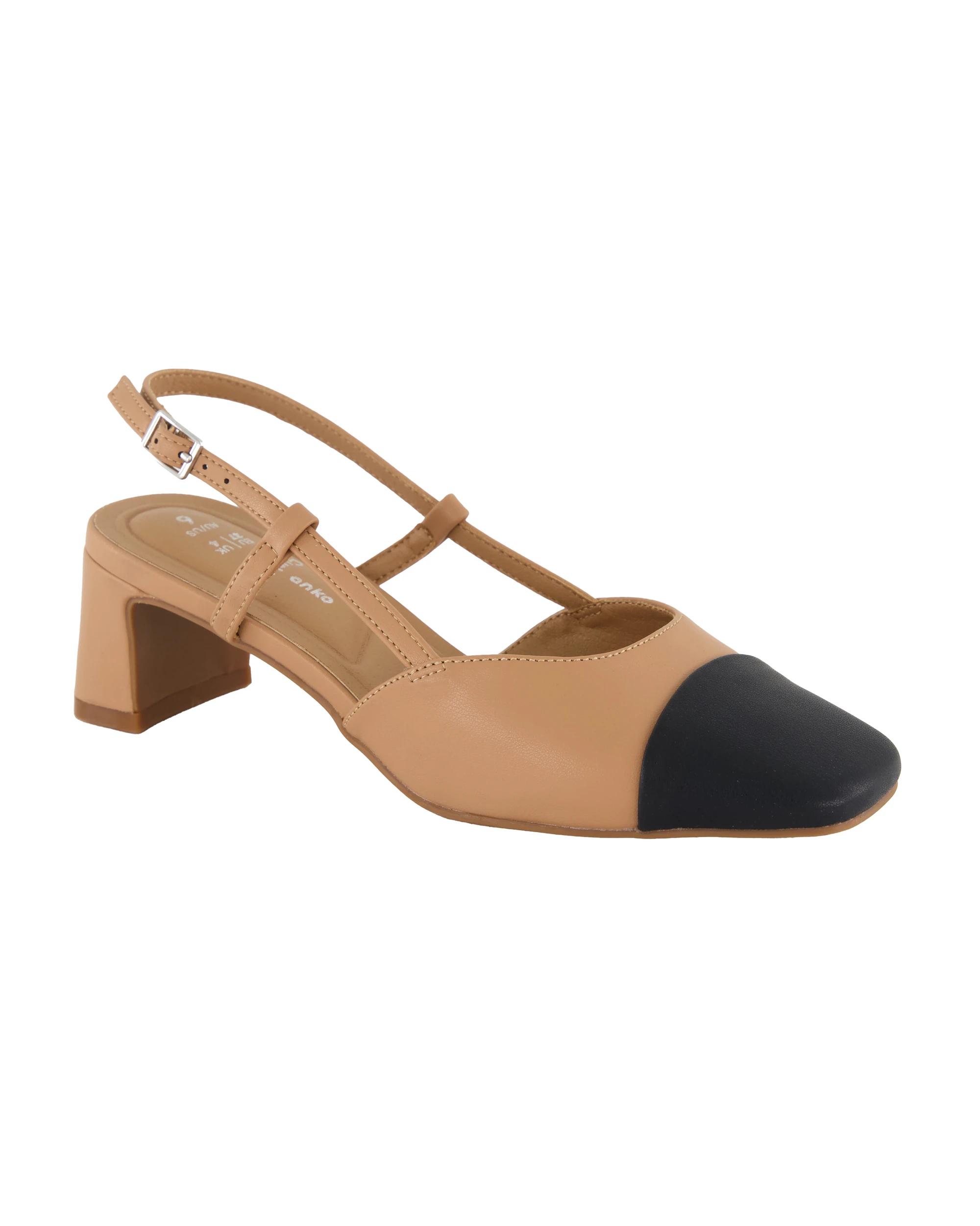2 Slingback Toe Cap Heels Taupe, 2 of 5