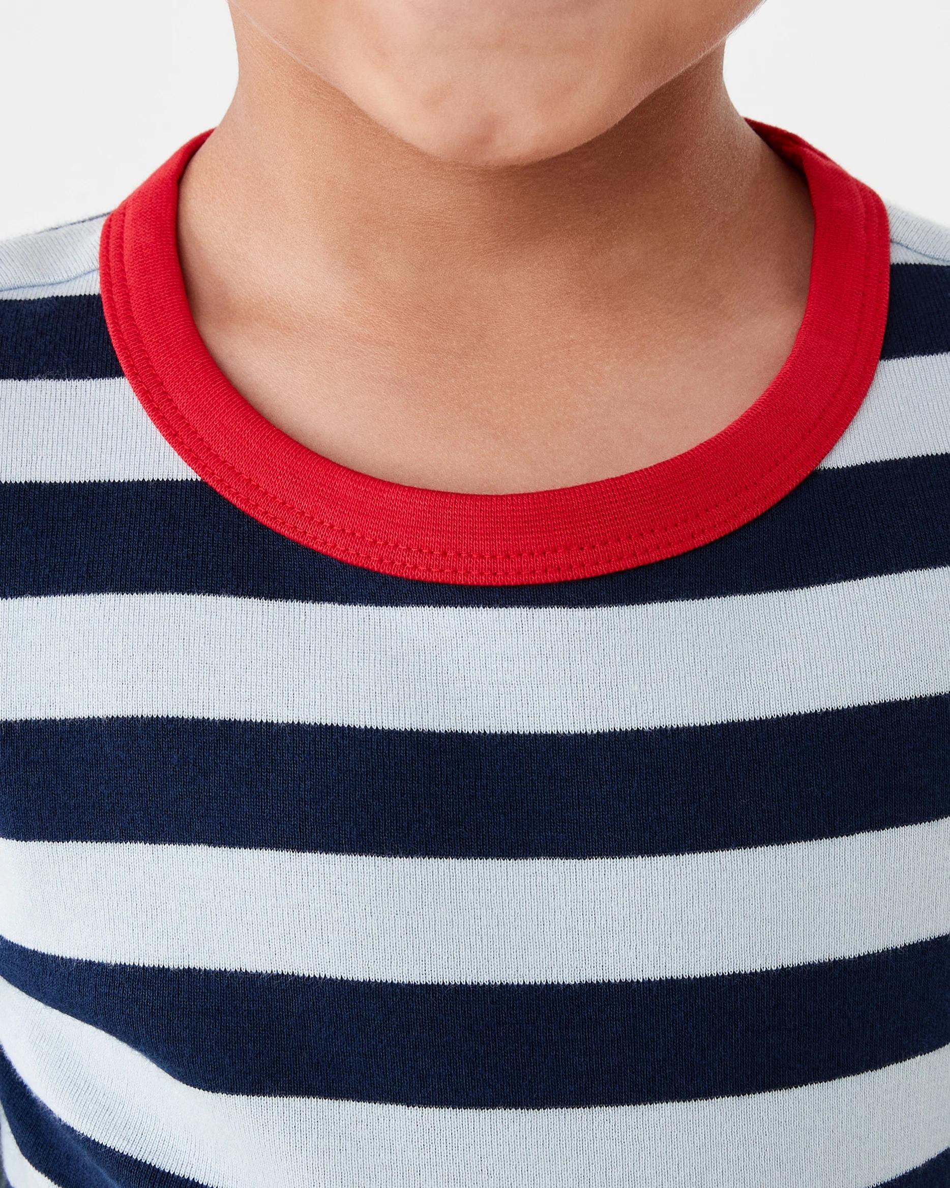 4 Rib Pyjama Set Blu Stripe, 4 of 5