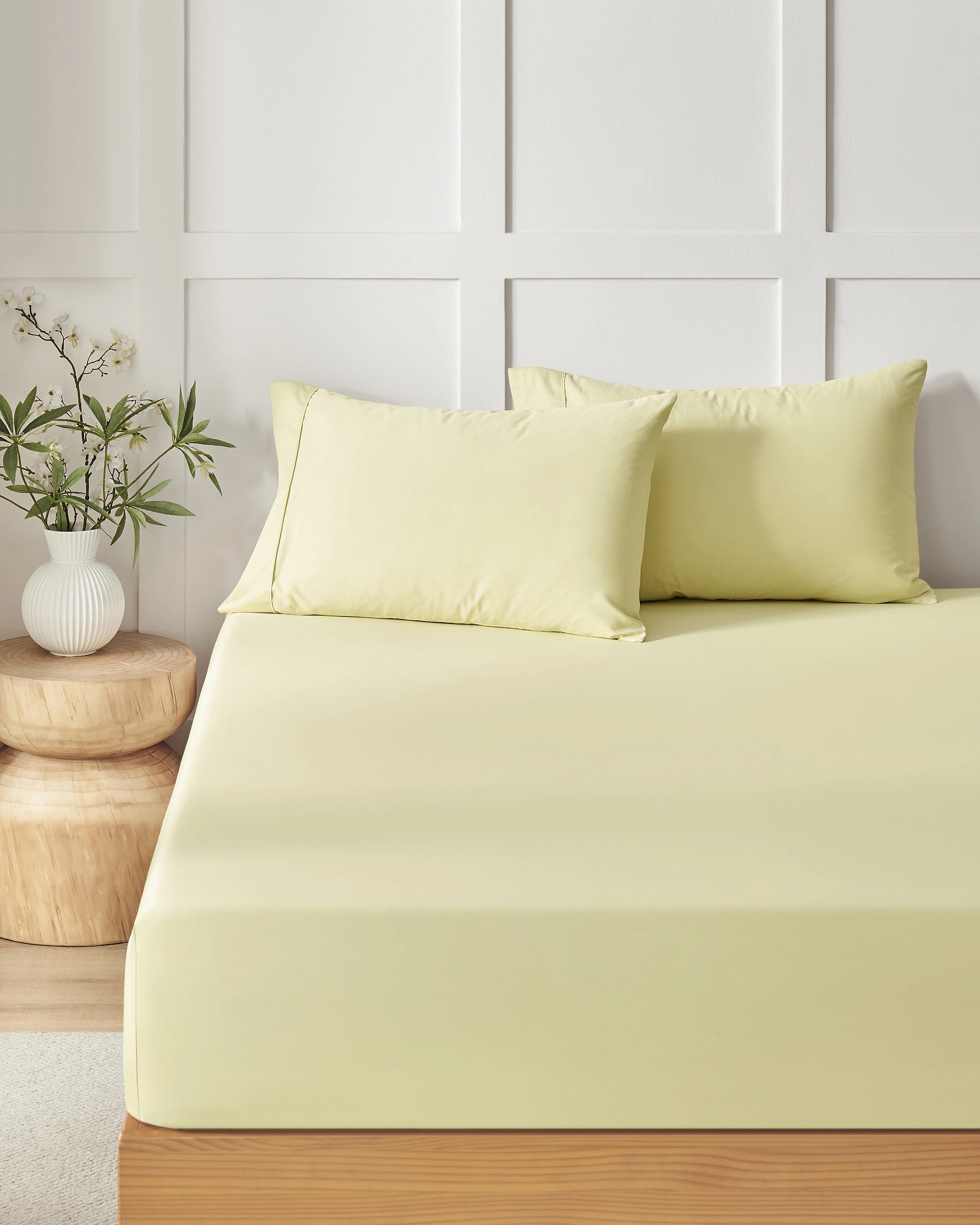 2 Dreamaker 400TC Premium Cotton Sateen Fitted Sheet Set - Super King Bed - Citron, 2 of 7