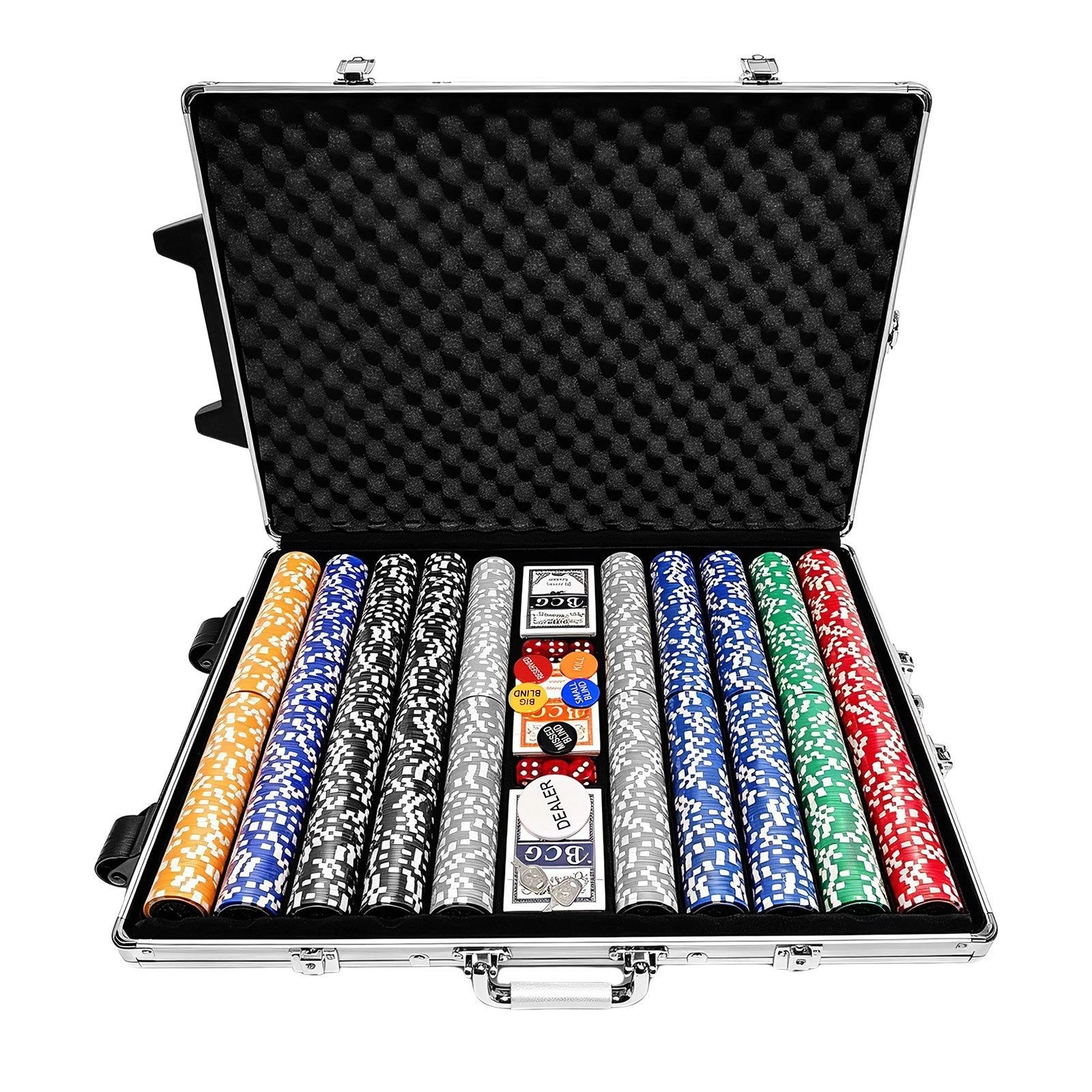 3 Ausway 1000PCS Texas Hold'em Poker Chip Set with Aluminium Trolley Case, 11.5g Casino Chips, Cards & Dice, 3 of 6