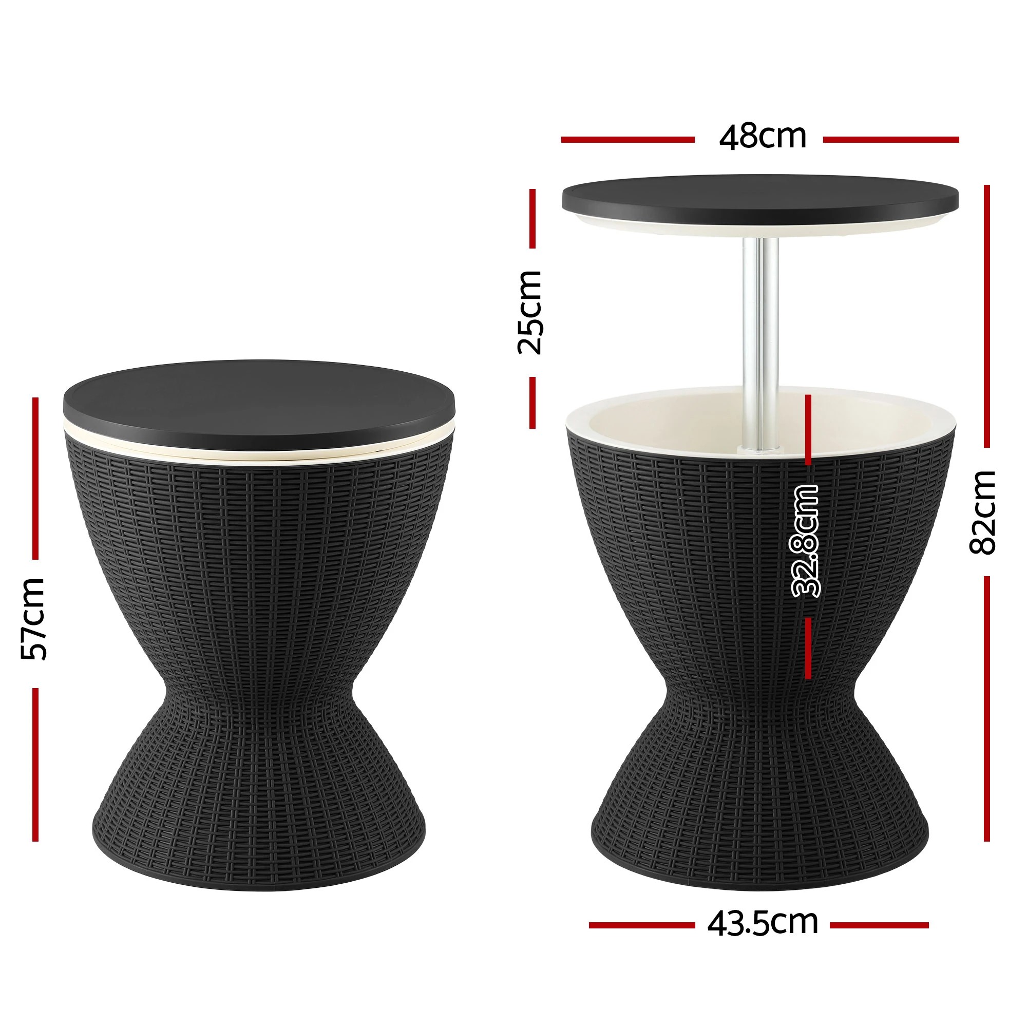 4 Gardeon 2-in-1 Outdoor Bar Table Portable Ice Bucket Cooler 30L Adjustable Top - Black, 4 of 9