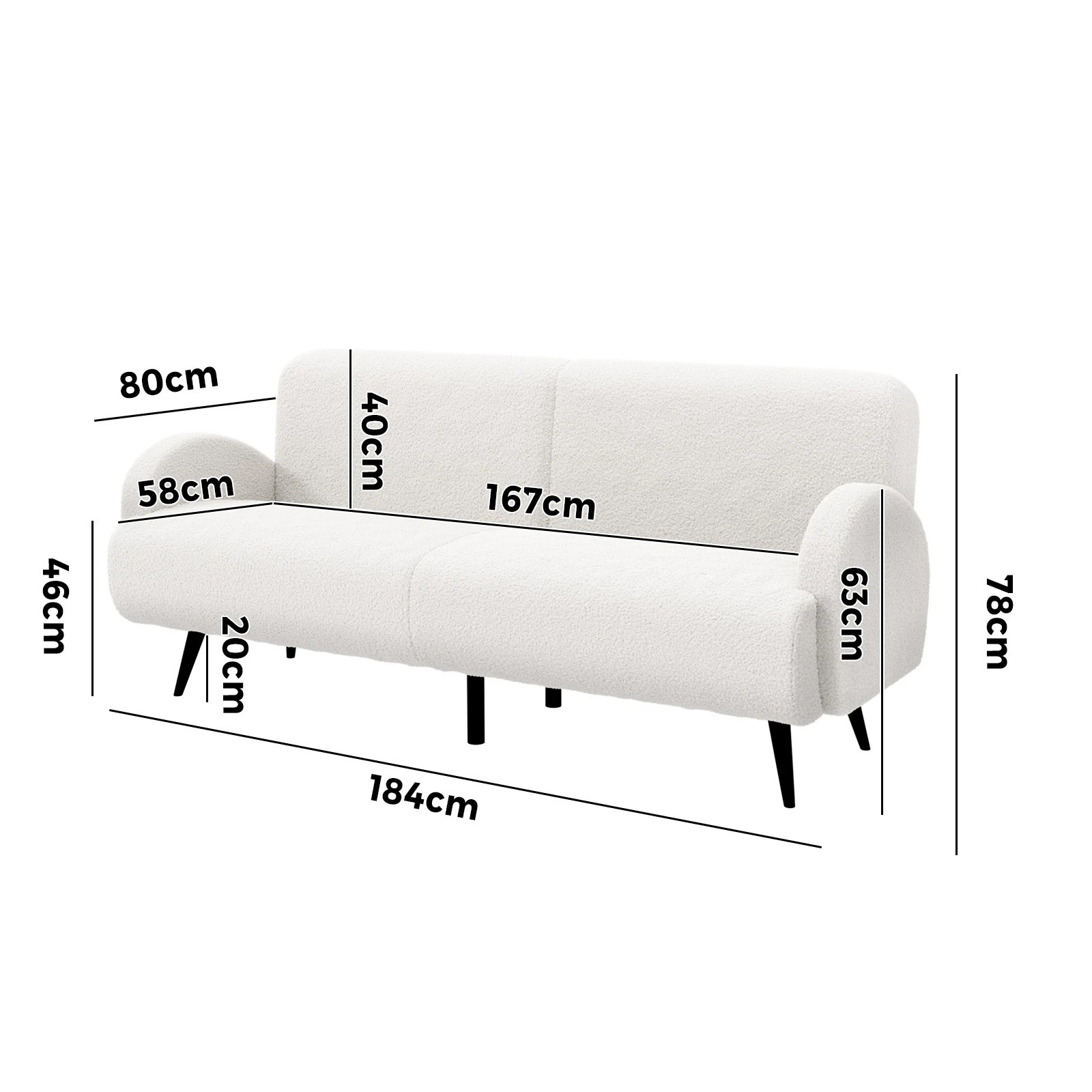 5 Oikiture Boucle Sofa Luxury 3 Seater Couch Fleece Chair Office Lounge
 - White, 5 of 10