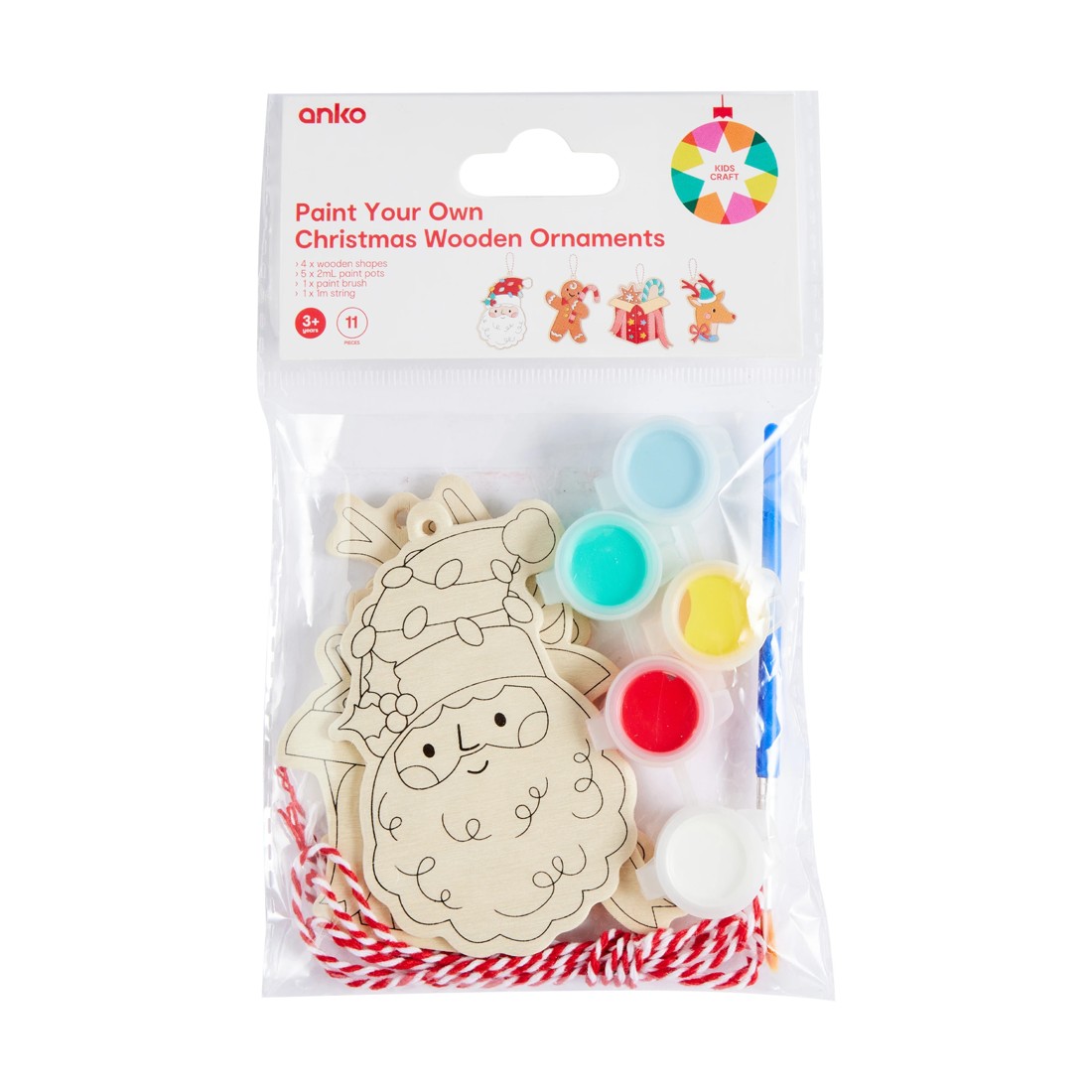 1 11 Piece Paint Your Own Christmas Wooden Ornaments, 1 of 3