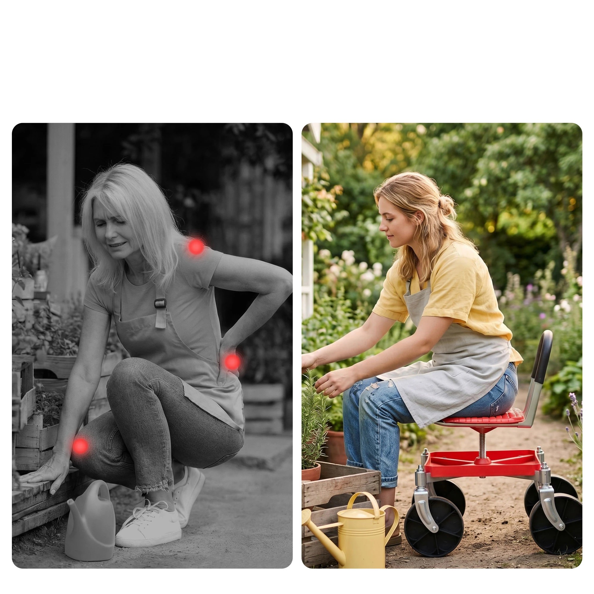 8 Gardeon Garden Cart Seat Rolling Stool 360 Swivel Height Adjustable Heavy Duty - Red, 8 of 9