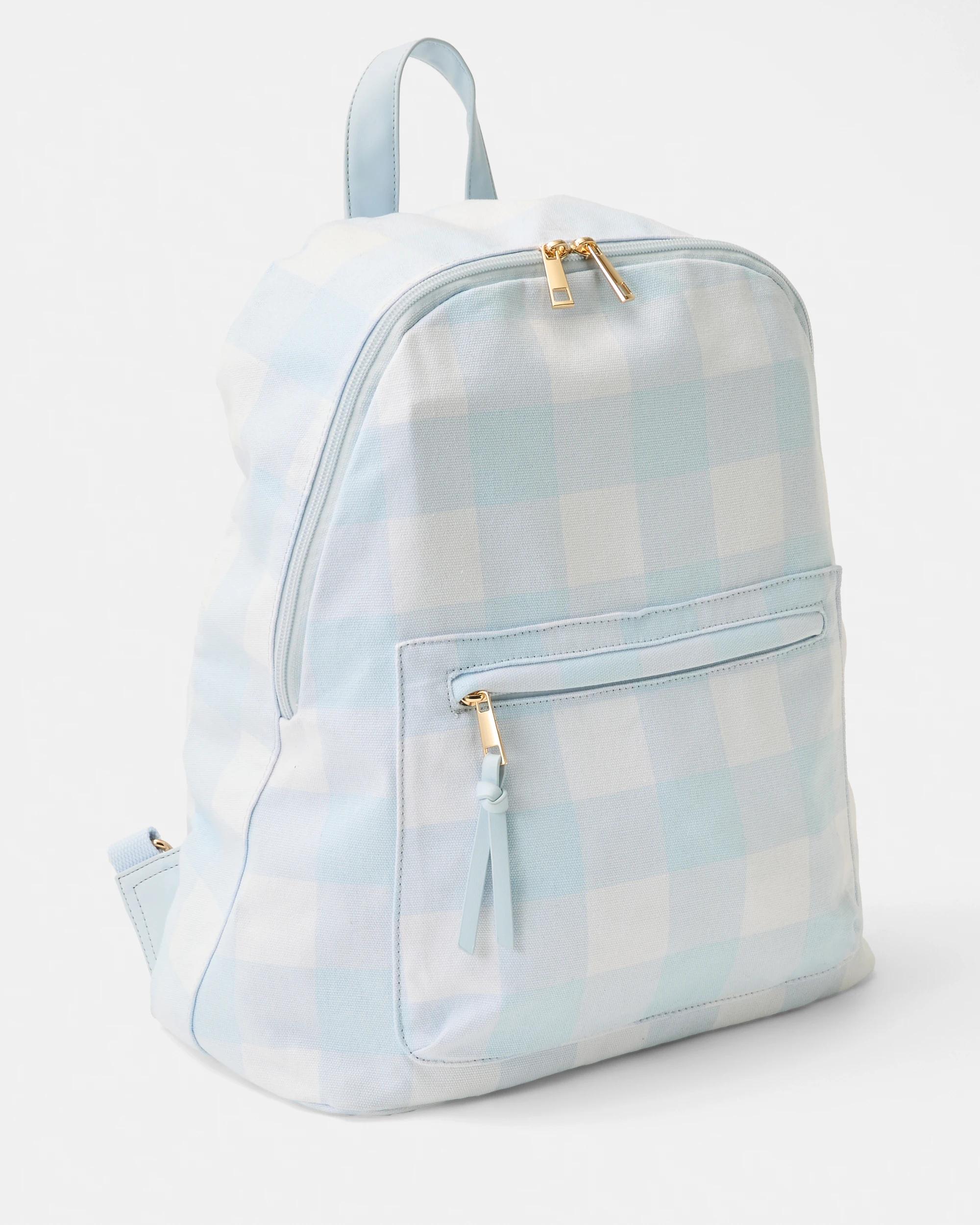 2 Canvas Backpack Blue Ging, 2 of 4