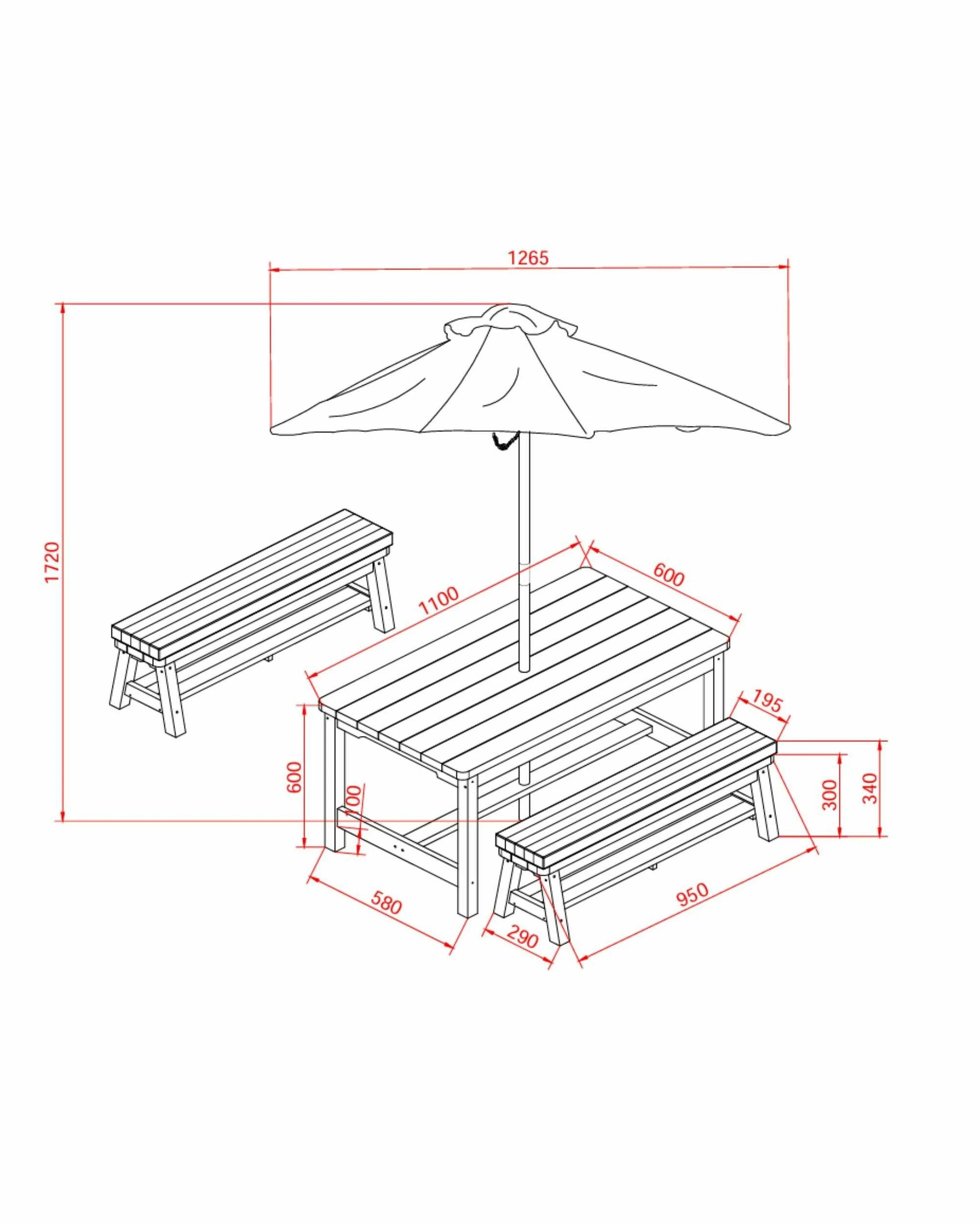 2 Hide & Seek Kids Picnic Table & Bench Set - Solid Colours - Sage - Green, 2 of 4
