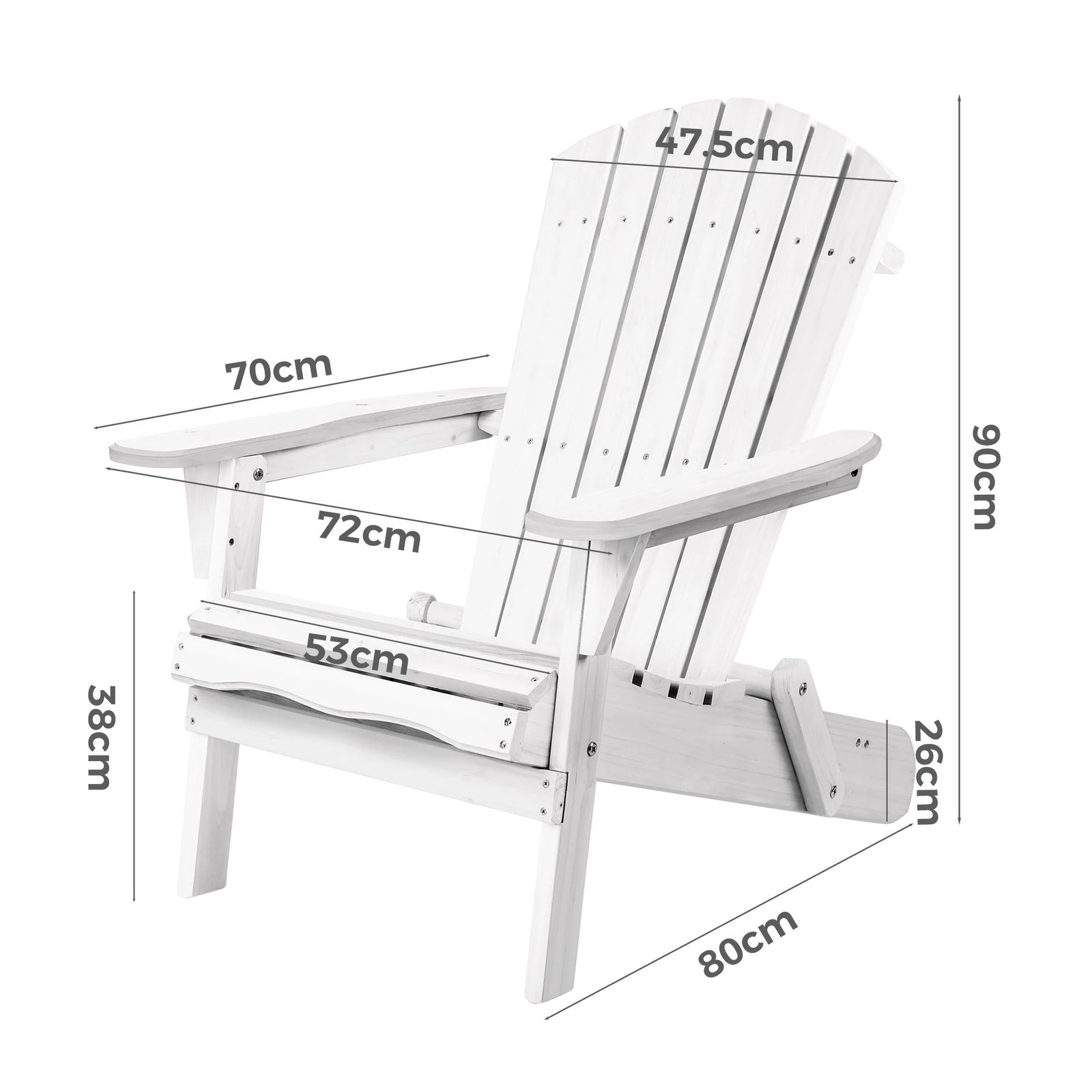 6 Alfordson Outdoor Chair Wooden Adirondack Patio Furniture Beach Garden - White, 6 of 9