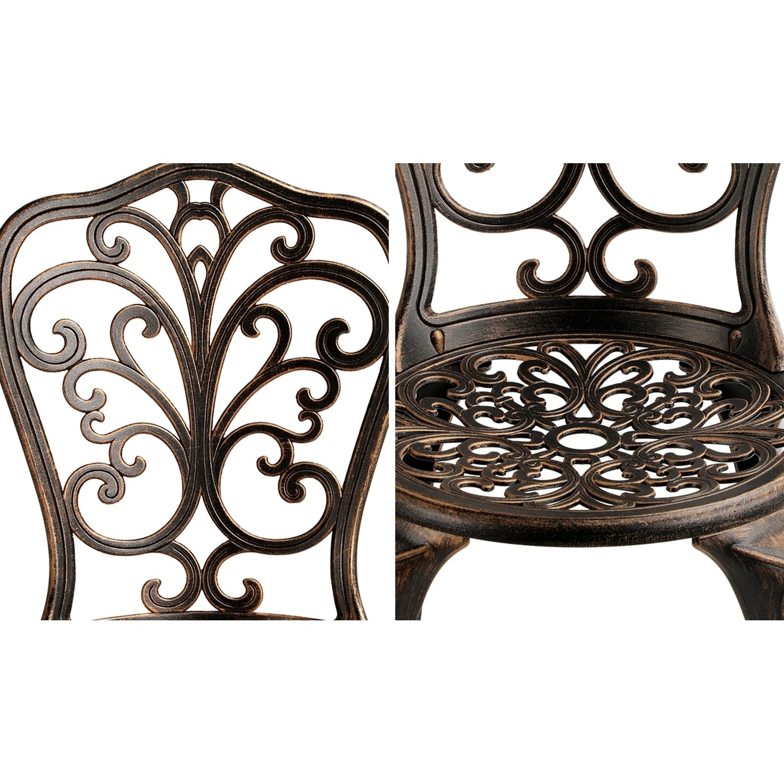 4 Livsip Bistro Furniture Setting 3 Piece Chairs Table Patio Indoor/outdoor Set
 - Bronze, 4 of 10