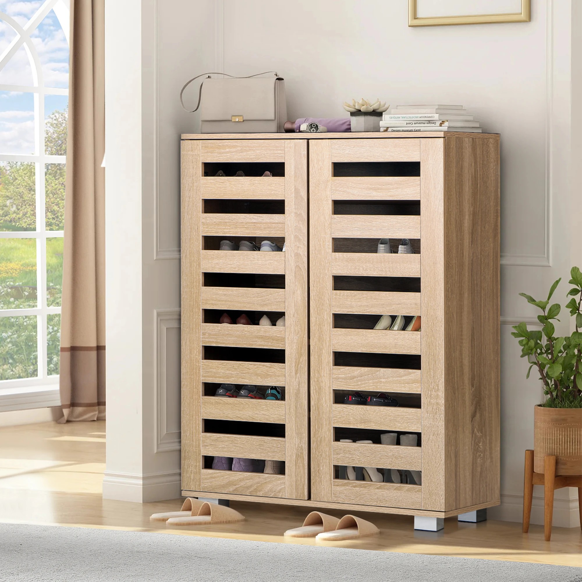 7 Alfordson Shoe Cabinet Organiser Storage Rack Drawer Shelf 21 Pairs - Wood, 7 of 10