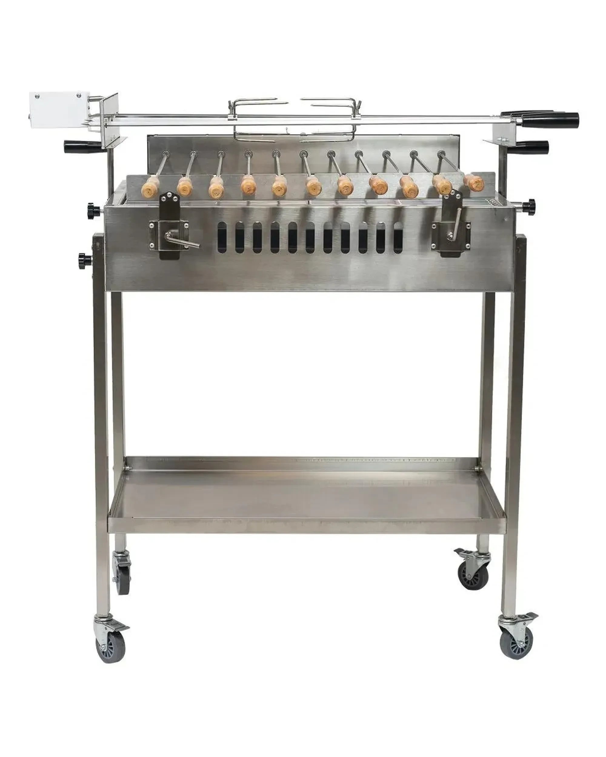 1 Outdoor Central Straight 3 Skewer in - line Cyprus Spit - Stainless Steel, 1 of 10