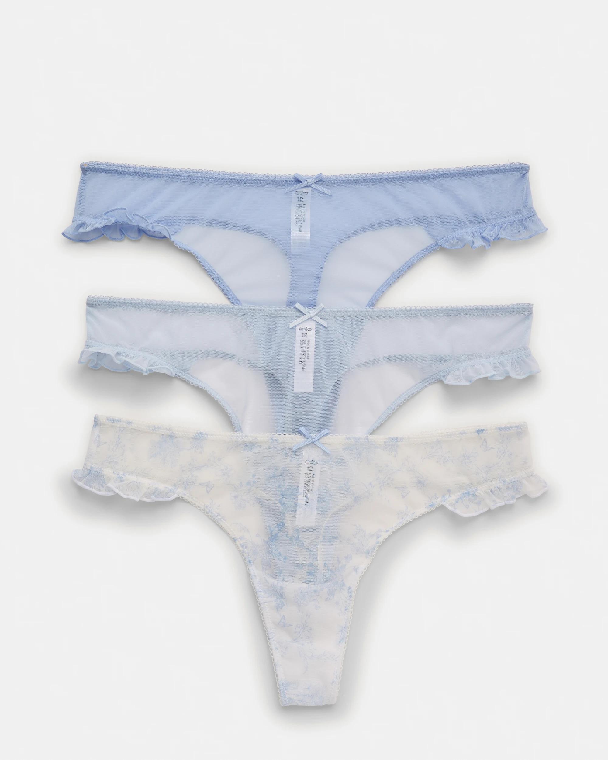 1 3 Pack Mesh G-String Briefs Trop Toile, 1 of 10