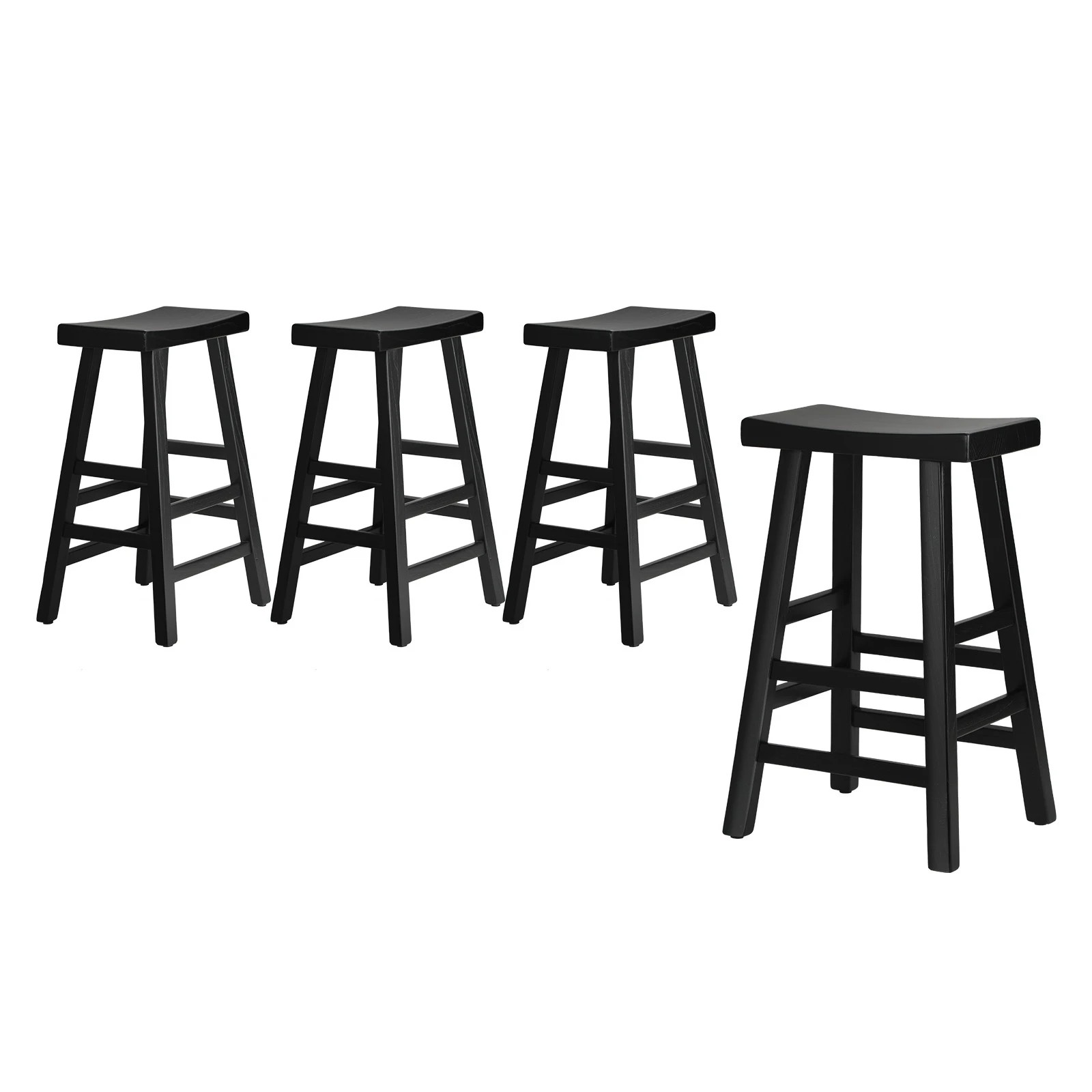 1 Oikiture 4x Bar Stools Kitchen Stool Wooden Counter Chairs Barstools
 - Black, 1 of 10