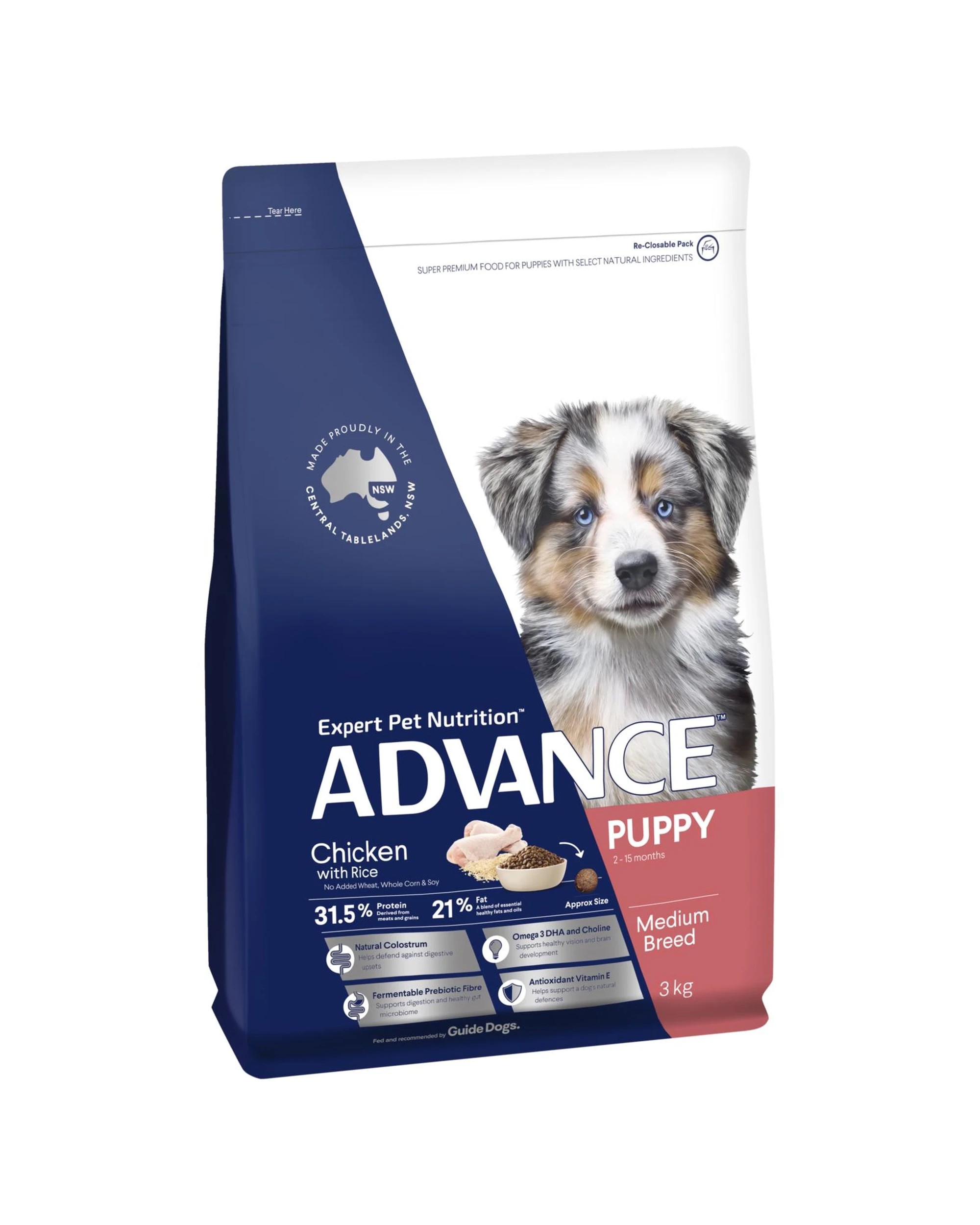 1 Advance Puppy Growth Medium Breed Dry Dog Food Chicken w/ Rice 3kg, 1 of 3