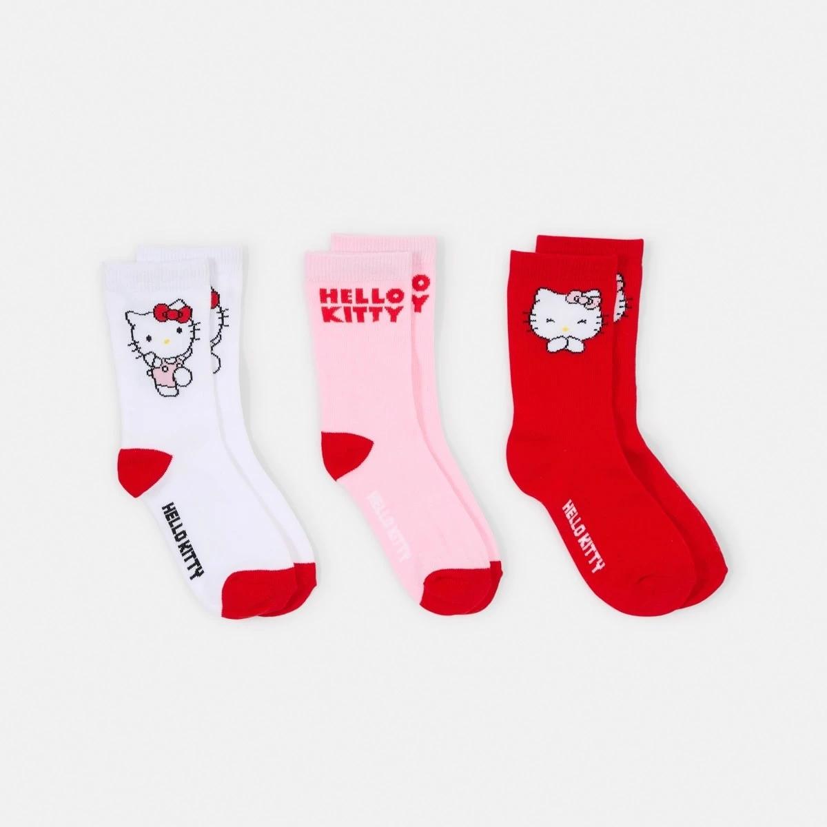 1 3 Pack Hello Kitty License Crew Socks Hellokitty, 1 of 3