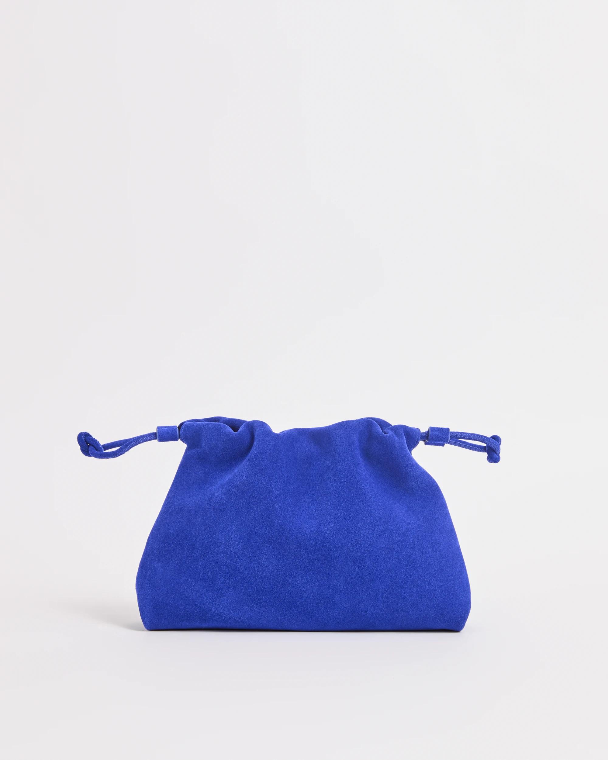 1 Target Accessories Premium Suede Leather Gathered Clutch Bag COBALT, 1 of 3