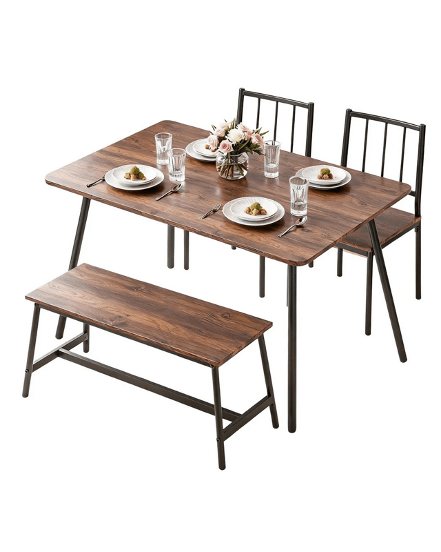Artiss Dining Table and Chairs Set of 4 Bench Kitchen Furniture Rustic - M