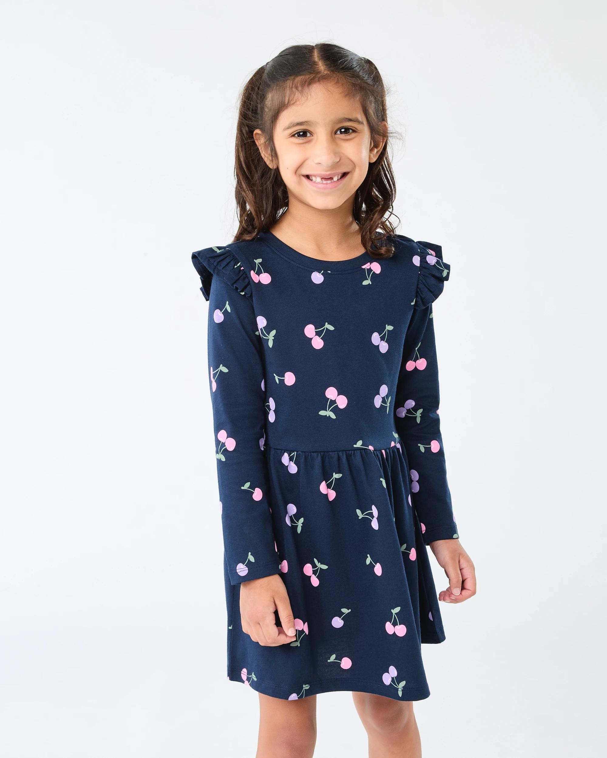 1 Long Sleeve Jersey Dress Blu Chries, 1 of 8