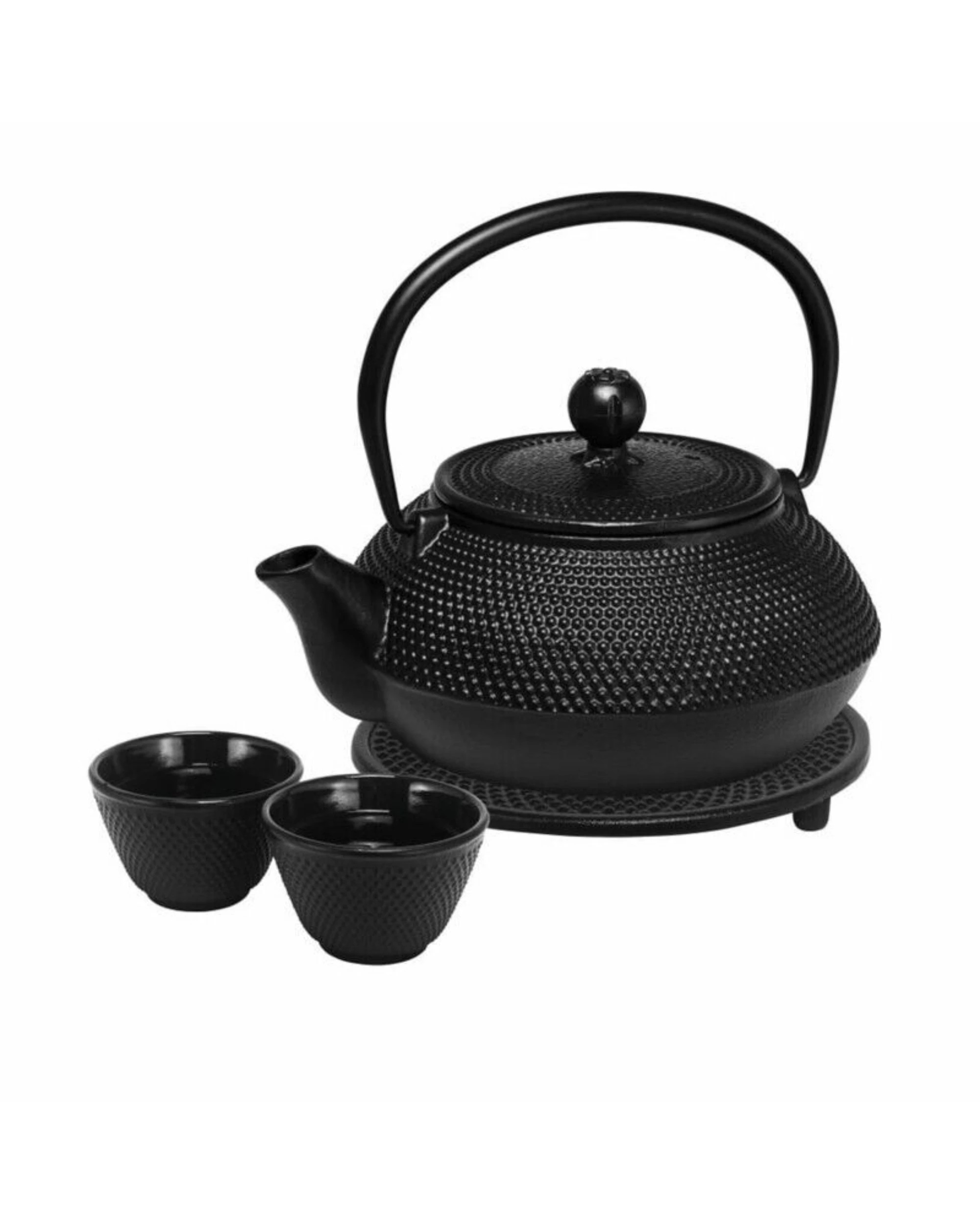 1 Avanti 800ml Hobnail Cast Iron Teapot Set - Black, 1 of 1